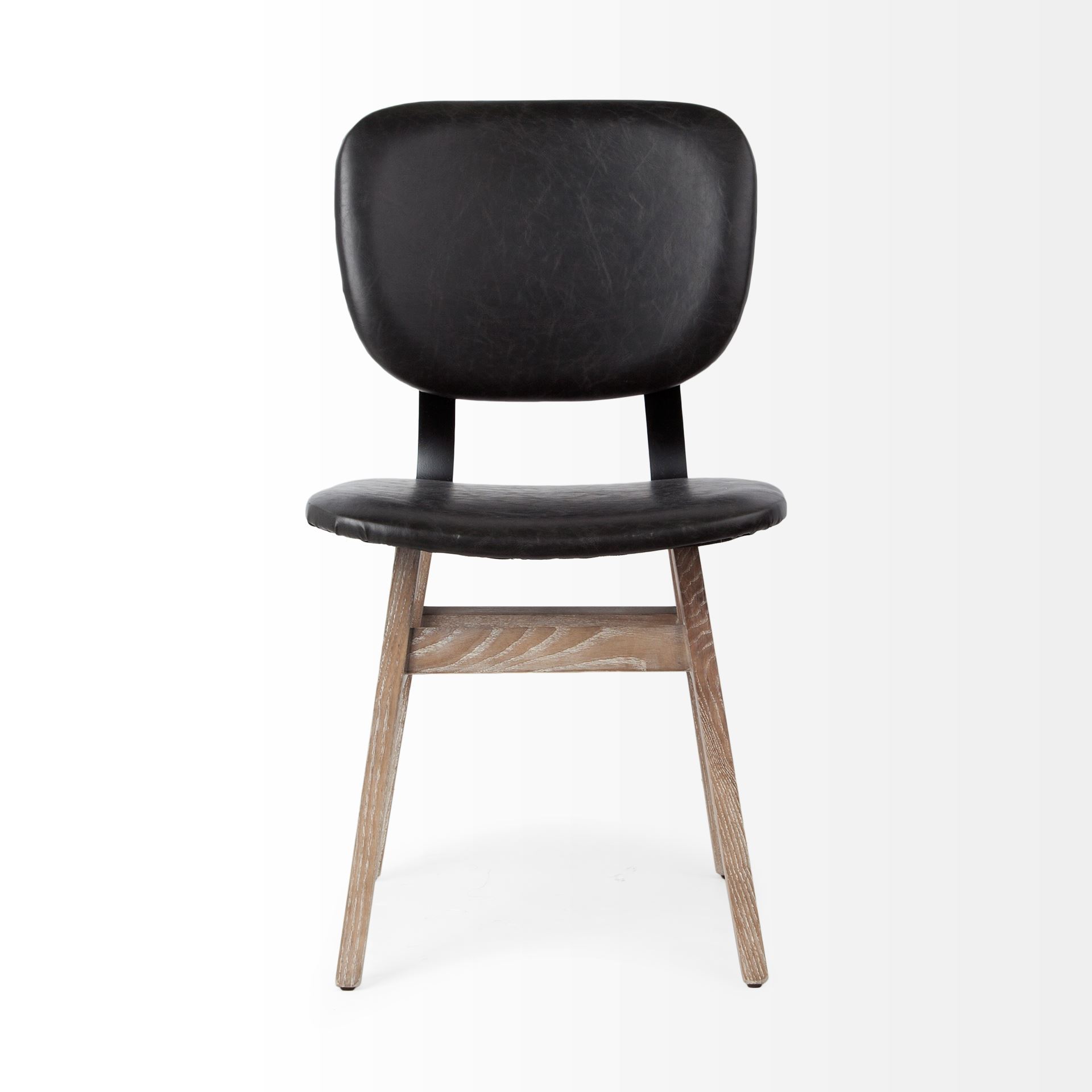 Haden I Black Faux-Leather Wrap Brown Solid Wood and Iron Base Dining Chair large image 
