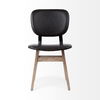 Haden I Black Faux-Leather Wrap Brown Solid Wood and Iron Base Dining Chair thumbnail 1