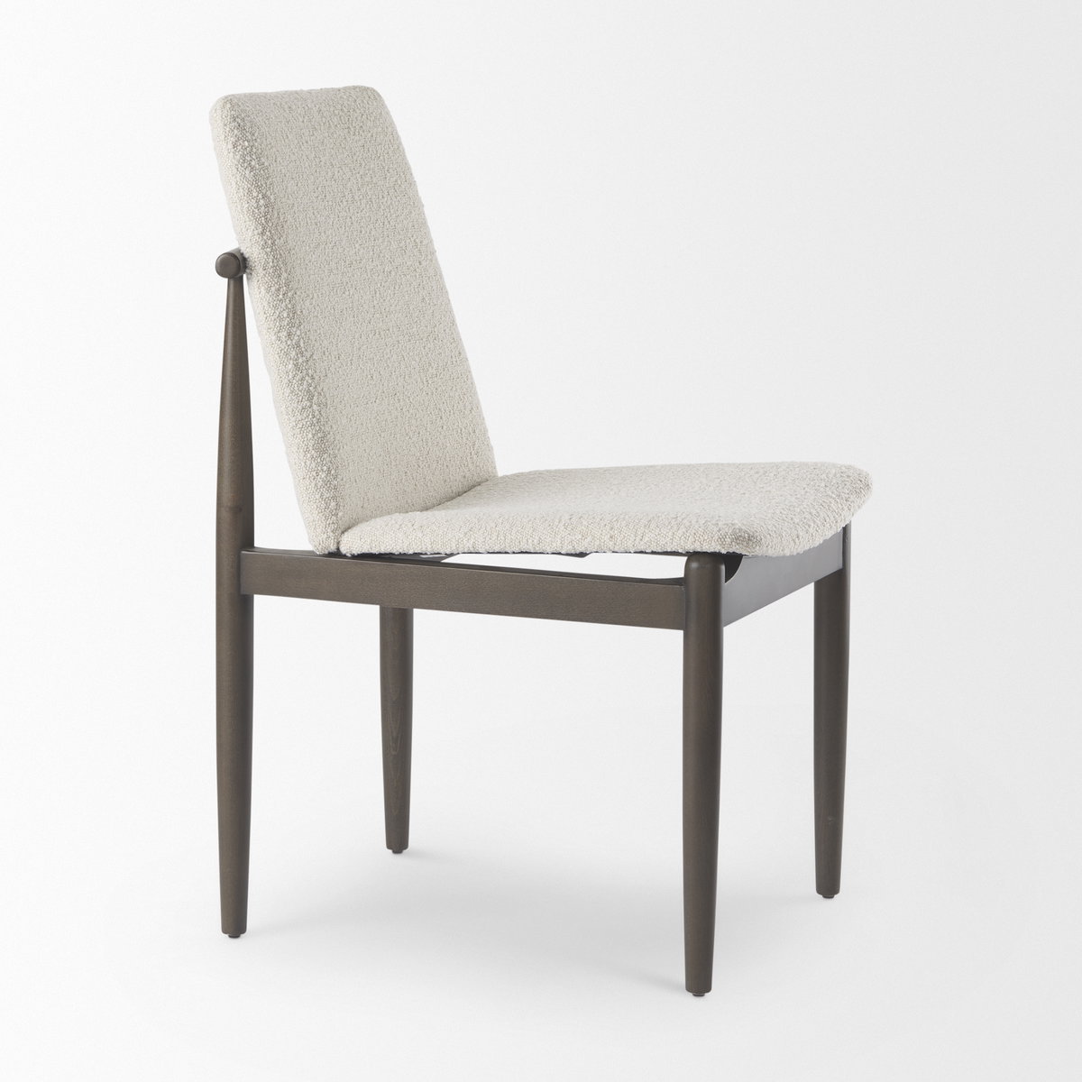 Cavett Curved Back Dining Side Chair | Cream Boucle with Dark Wood, Dining Chair by Mercana, 18" length x 25" width x 33.46" height View 10