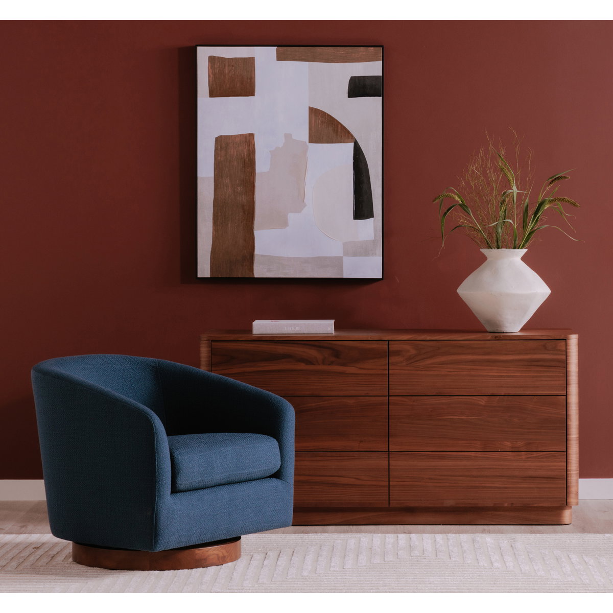 Oscy Swivel Chair Dark Atlantic, Accent Chair by Moe's Home, 31" width x 28" height x 31" depth View 11