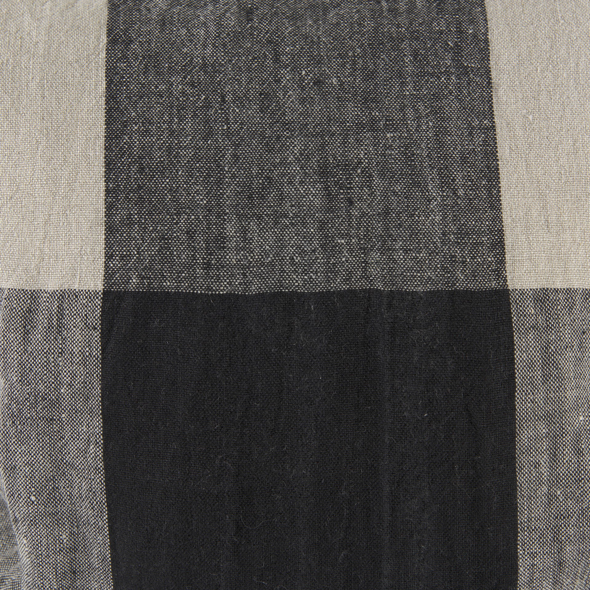 Raquel 18L x 18W Beige and Black Fabric Plaid Decorative Pillow Cover, by Mercana, 18" length x 18" width x 0.2" height View 11