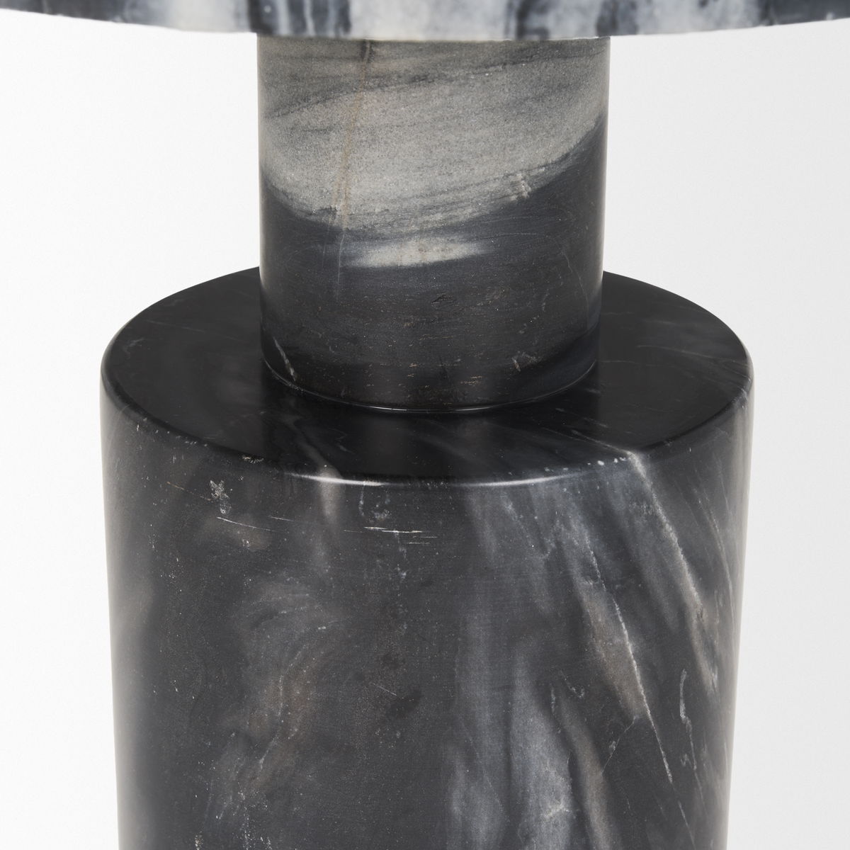 Taite Solid Dark Gray Marble Pedestal Accent Table, Side & End Table by Mercana, 16" length x 16" width x 20" height View 7