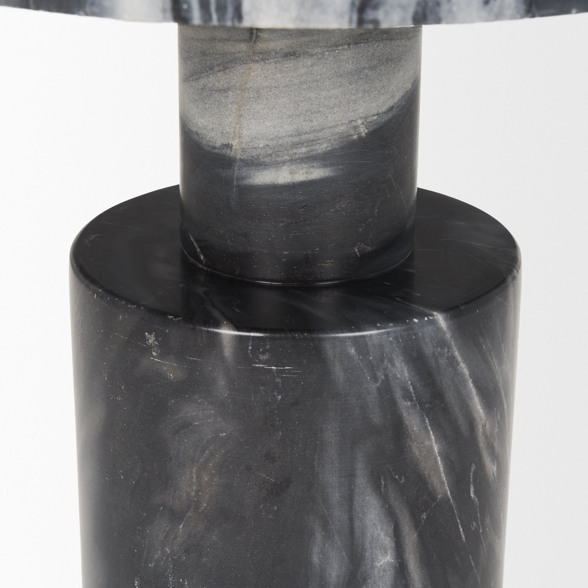 Taite Solid Dark Gray Marble Pedestal Accent Table, Side & End Table by Mercana, 16" length x 16" width x 20" height View 7