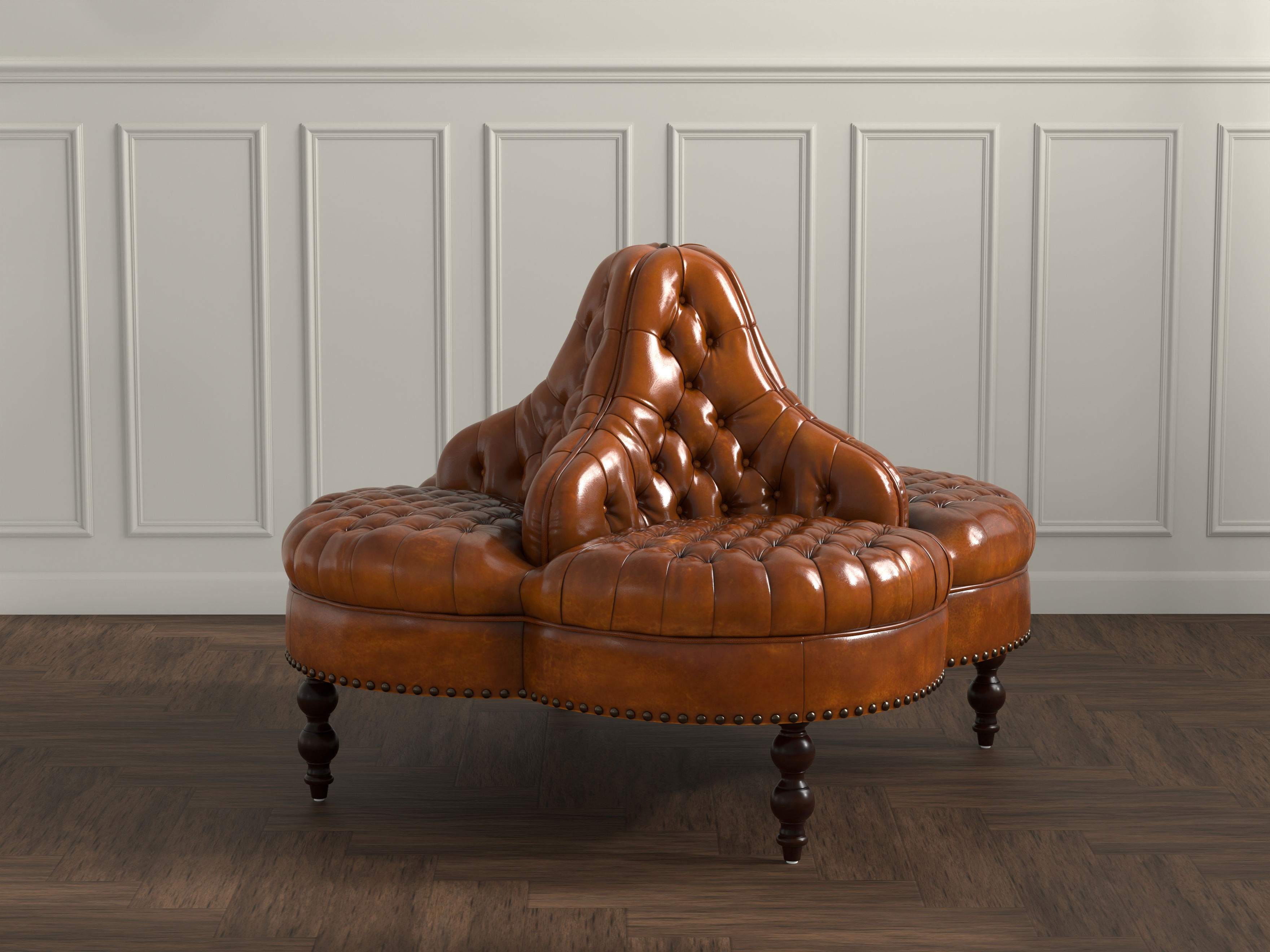 Lobby Sofa, Cuba Brown, Seating by Sarreid, 57" length x 57" width x 39" height View 13