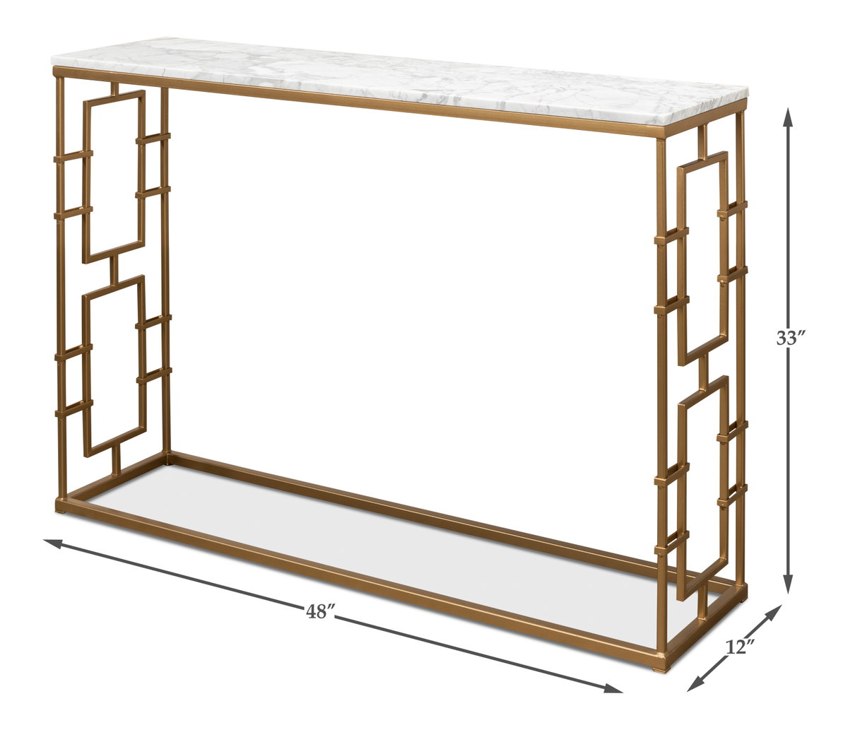 Brass Gate Console Table, by Sarreid, 1' length x 4' width x 2'9" height View 12