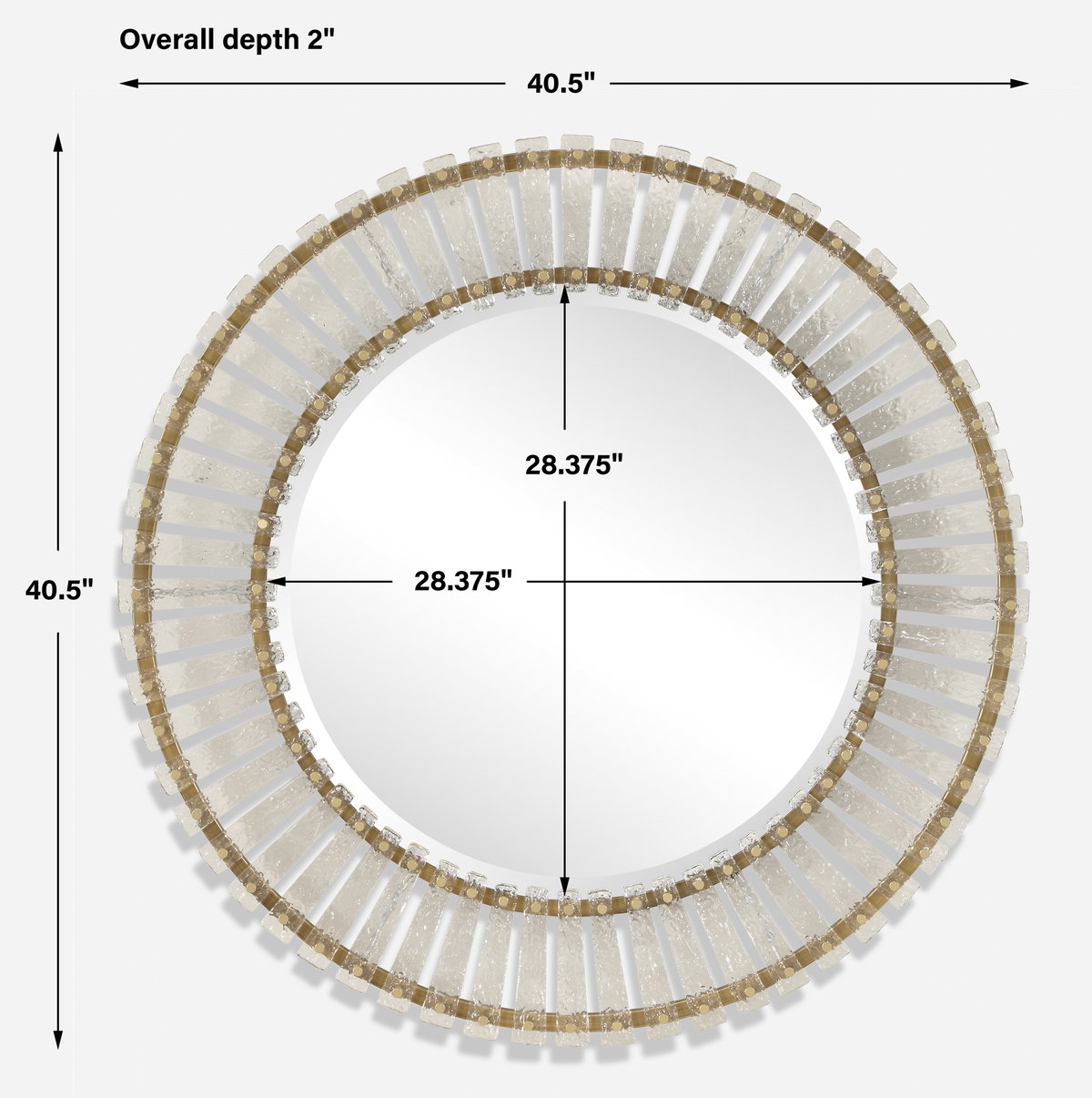 Denali Textured Glass Round Mirror, by Uttermost, 40.5" width x 40.5" height x 2" depth View 3