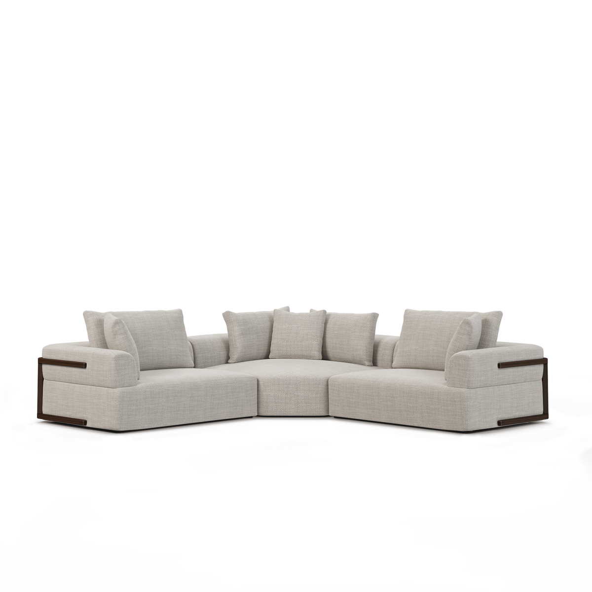 Warner Gray 3 Piece Sofa Set with Corner Piece, Sectional Sofa by Mercana, 113" length x 113" width x 32.68" height View 1