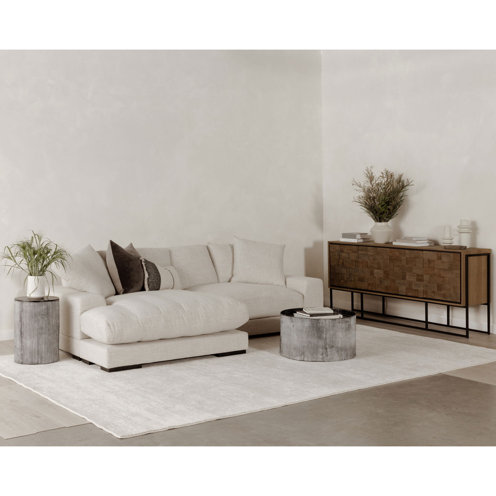Plunge Sectional Sahara, Sectional Sofa by Moe's Home, 106" width x 34" height x 46" depth View 8