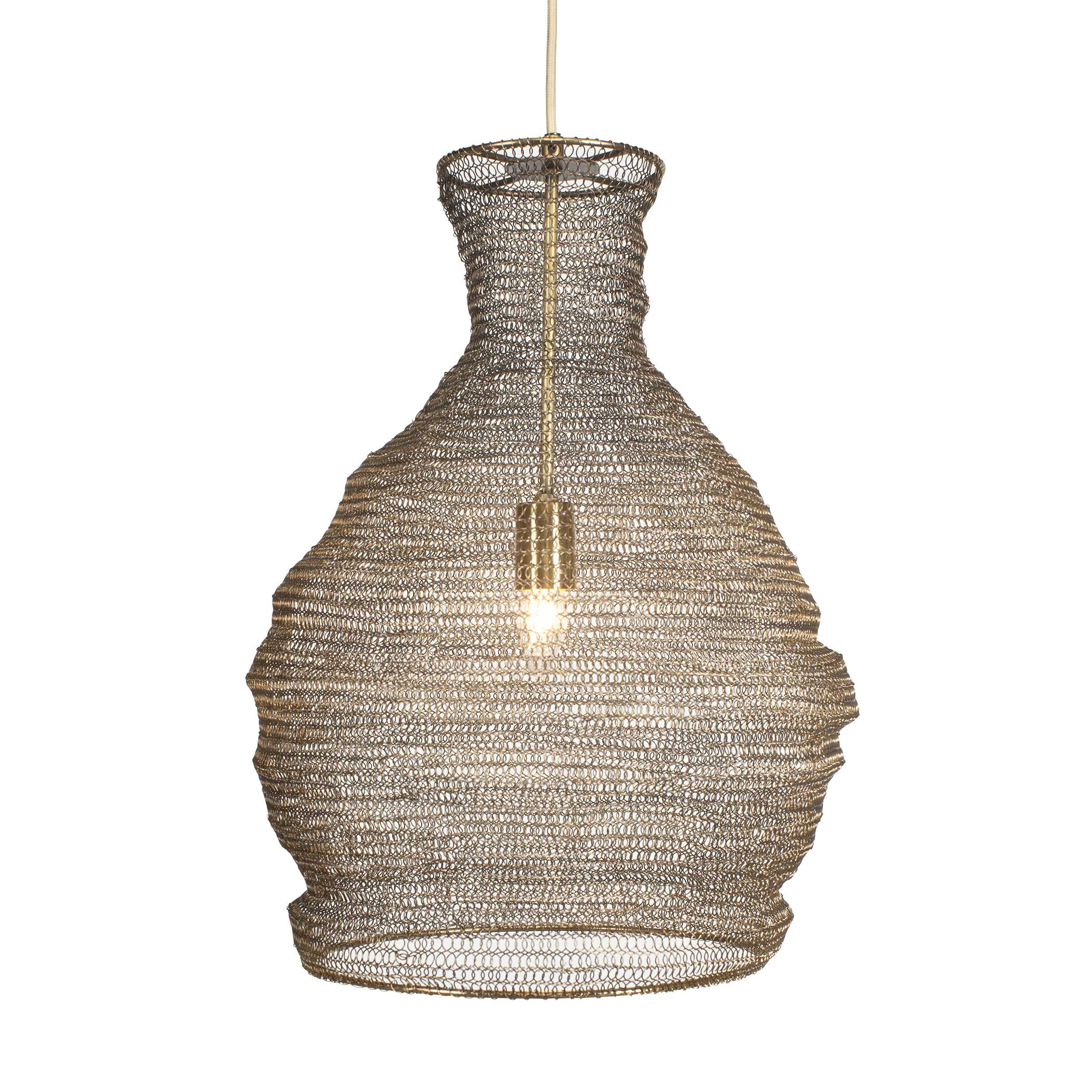 Murmur Woven Brass 1 Light Pendant, Ceiling Light by Uttermost, 15" width x 21.6" height x 15" diameter x 15" depth View 1