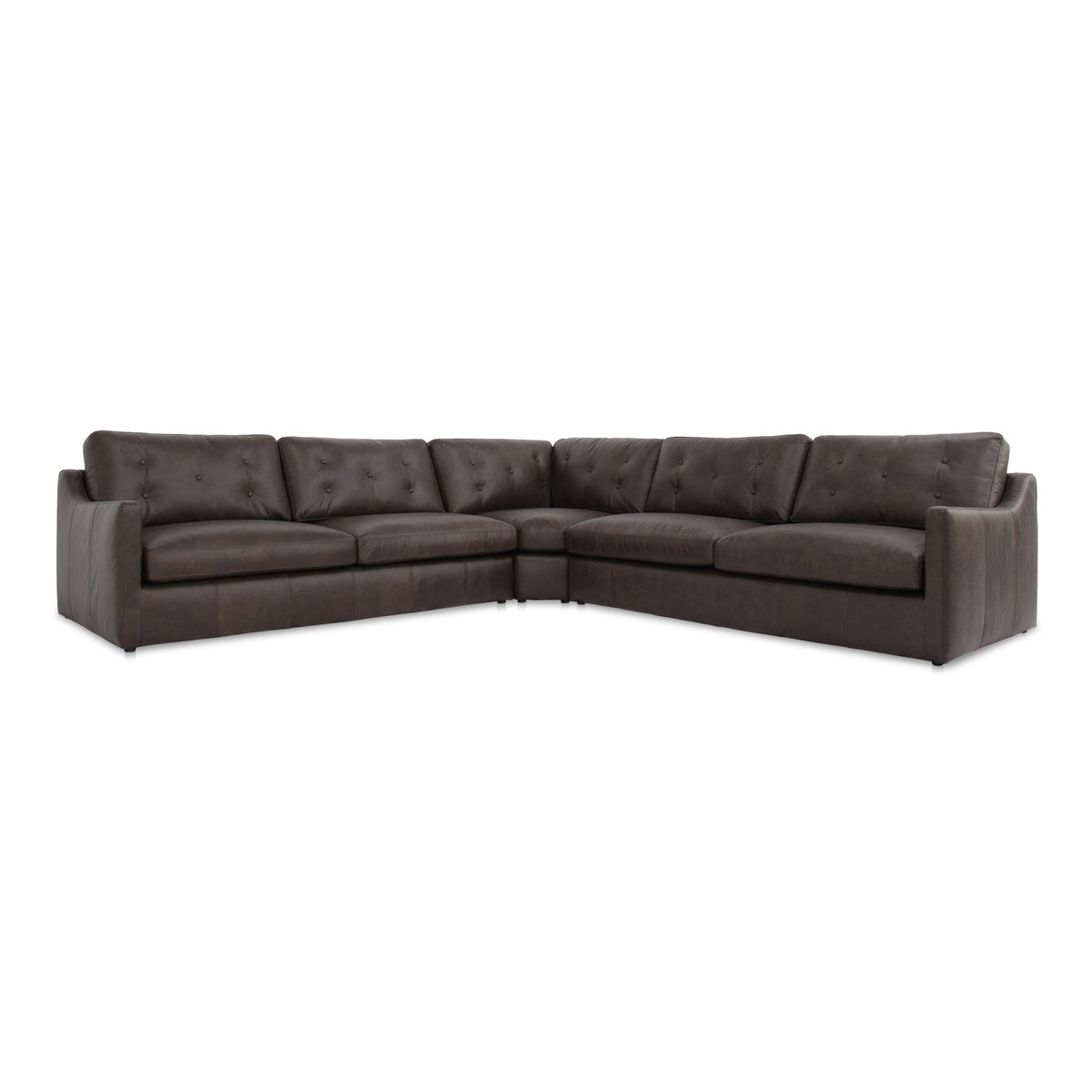 Thurlow Corner Modular Sectional Espresso Brown Leather, Sectional Sofa by Moe's Home, 123.1" width x 33" height x 123.1" depth View 1