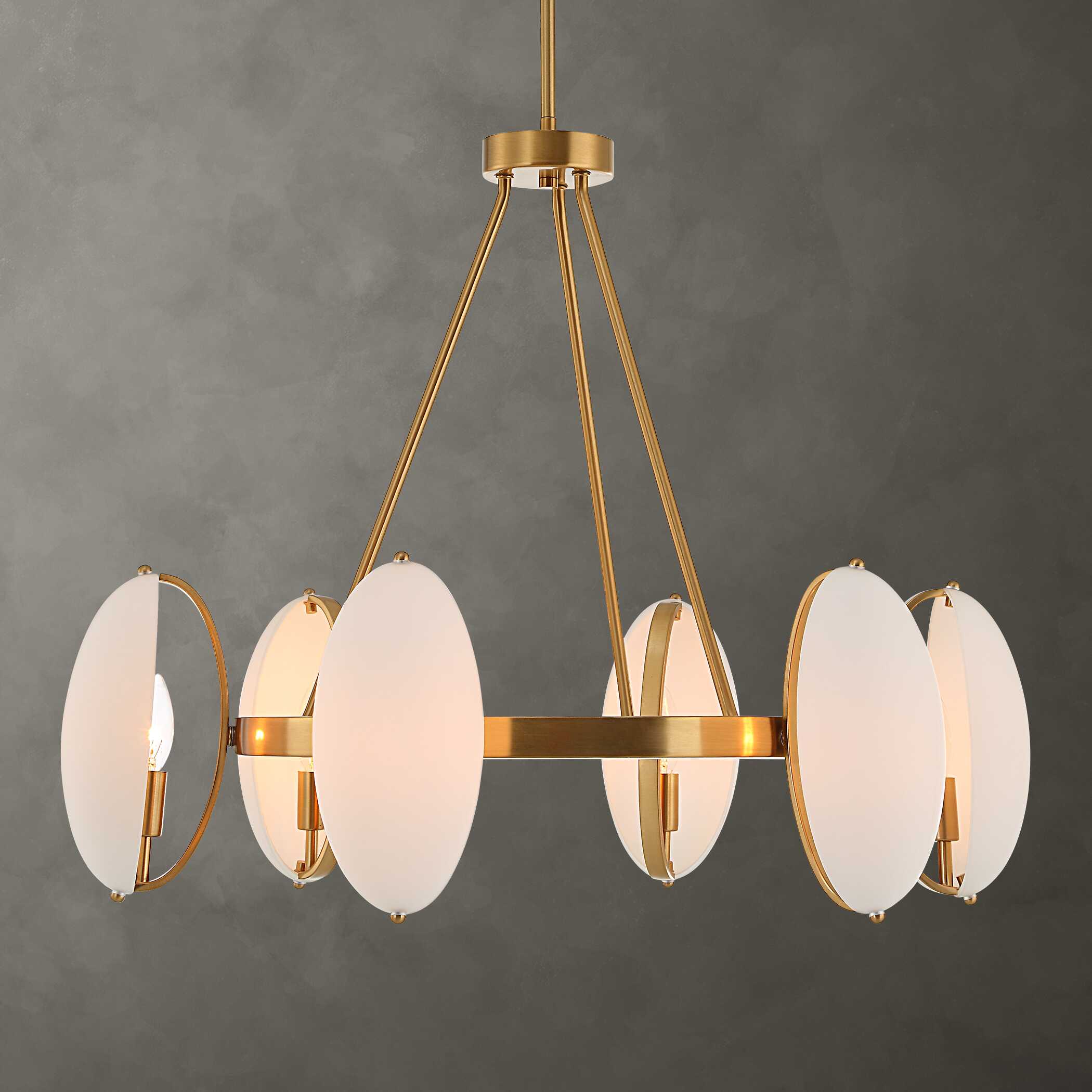 Oviform 6 Light Round Chandelier, Ceiling Light by Uttermost, 30.25" width x 25" height x 30.25" diameter x 30.25" depth View 1