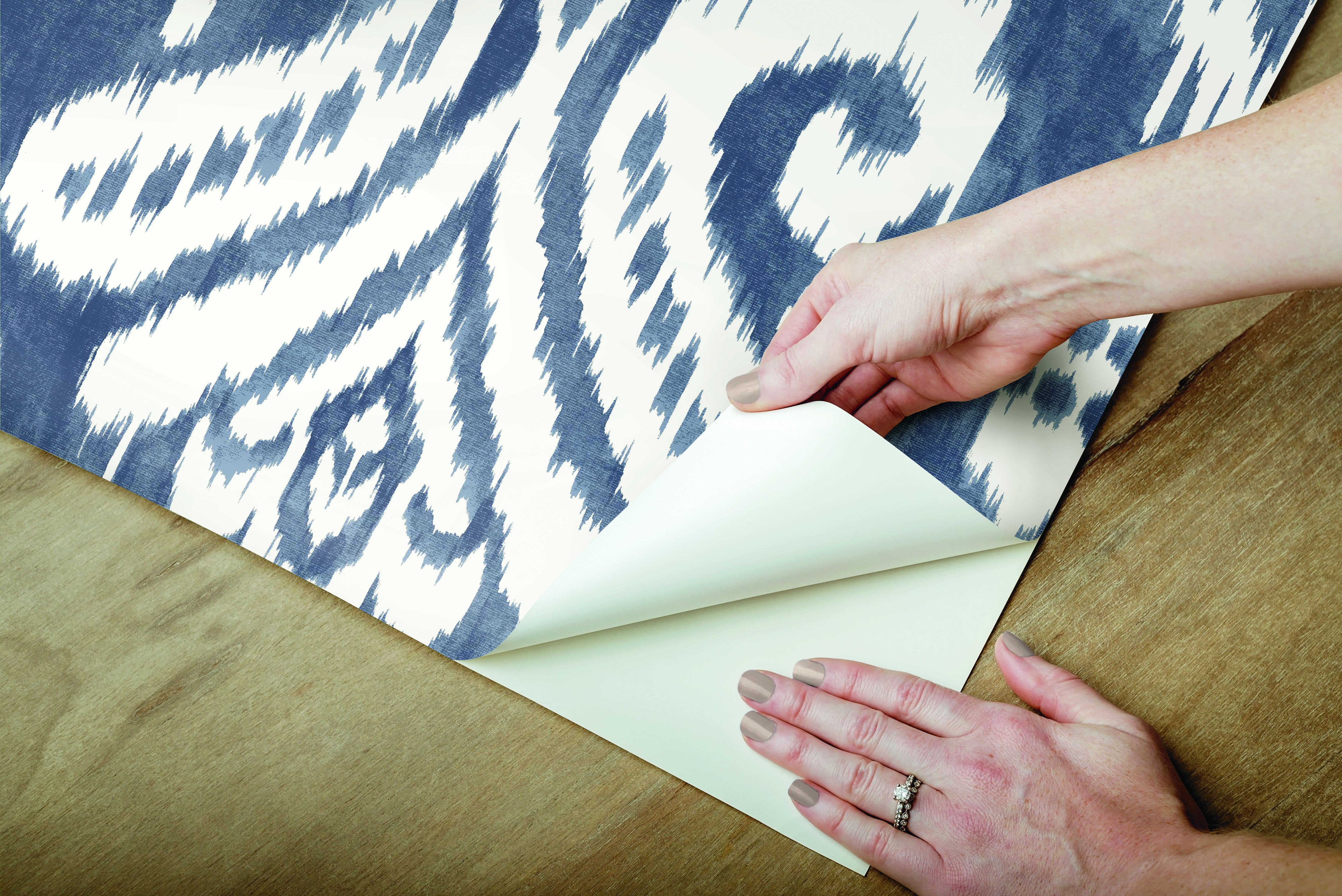 Hawthorne Ikat Blue Peel & Stick Wallpaper large image 