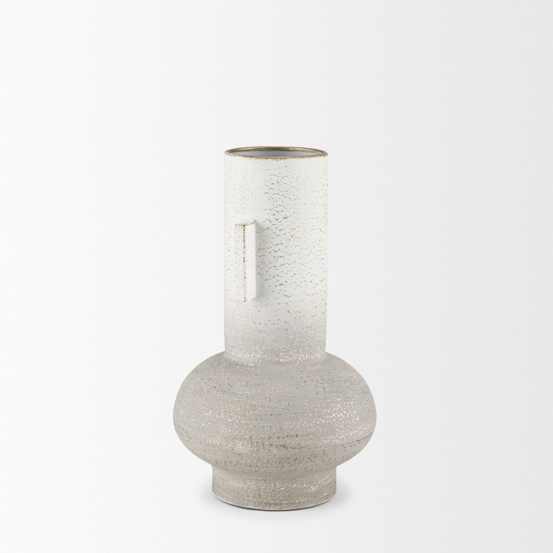 Torres Small Textured Off White with Gold Metal Vase large image 