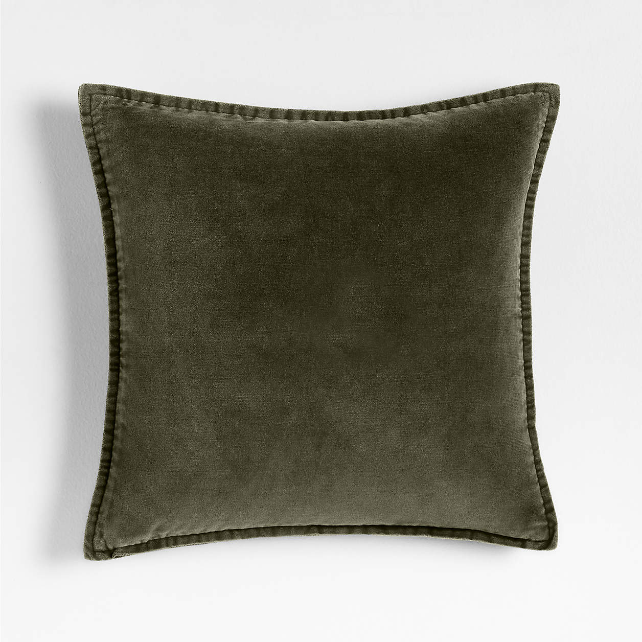 Online Designer Bedroom Relaxed Washed Organic Cotton Velvet 20x20 Burnt Green Throw Pillow Cover