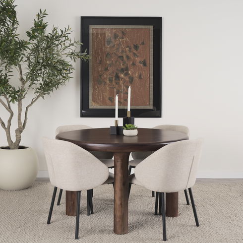Soma 48" Red Brown Acacia Wood Round Dining Table