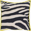 Zebra Accent Pillow, Decorative Pillow by Surya, 18" length x 18" width thumbnail