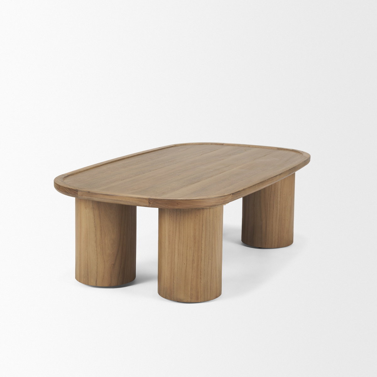 Tavi Rectangular Natural Brown with Column Legs Coffee Table, by Mercana, 55" length x 31.5" width x 16.5" height View 6