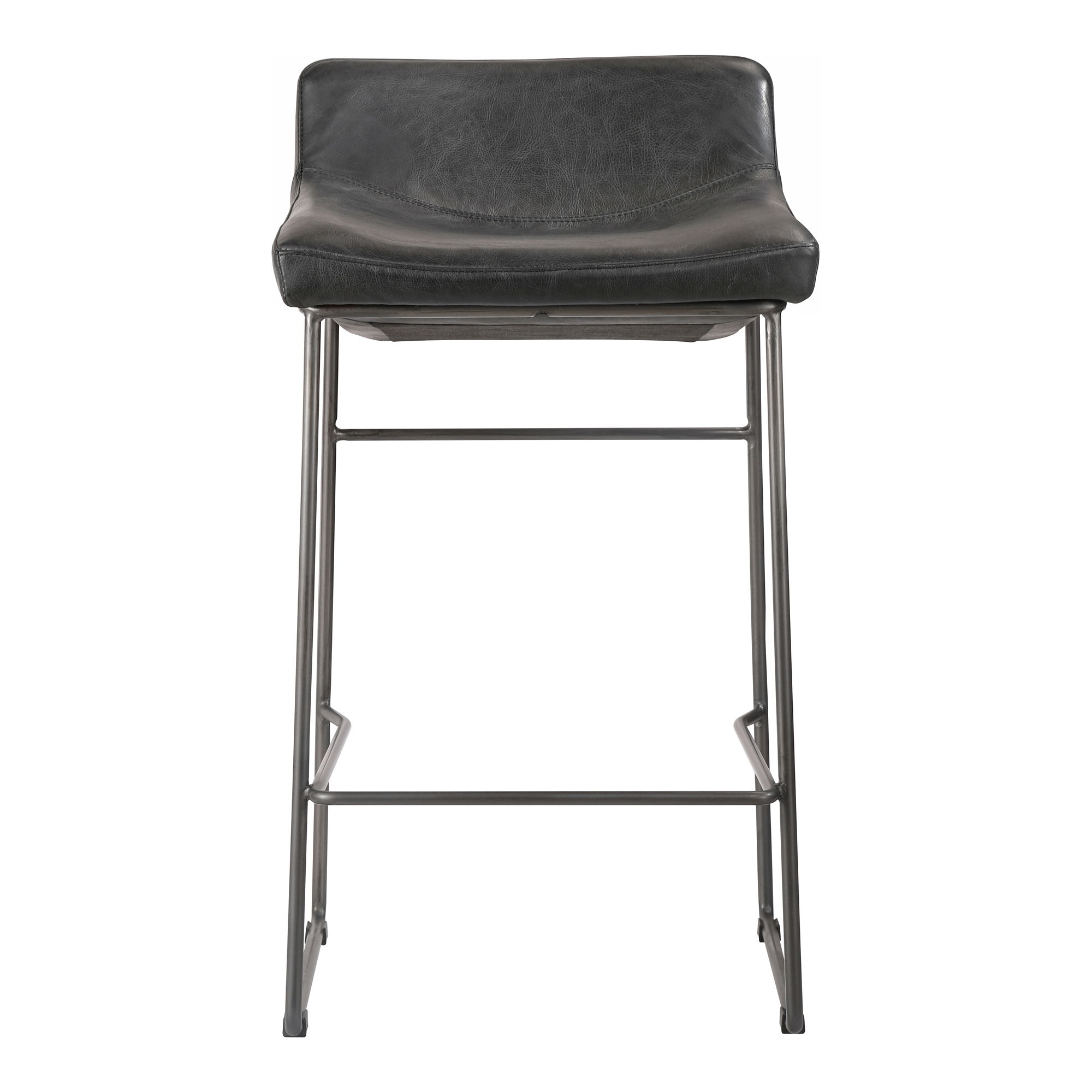 Starlet Counter Stool Onyx Black Leather - Set Of Two, Counter & Bar Stool by Moe's Home, 17" width x 32" height x 20" depth View 4