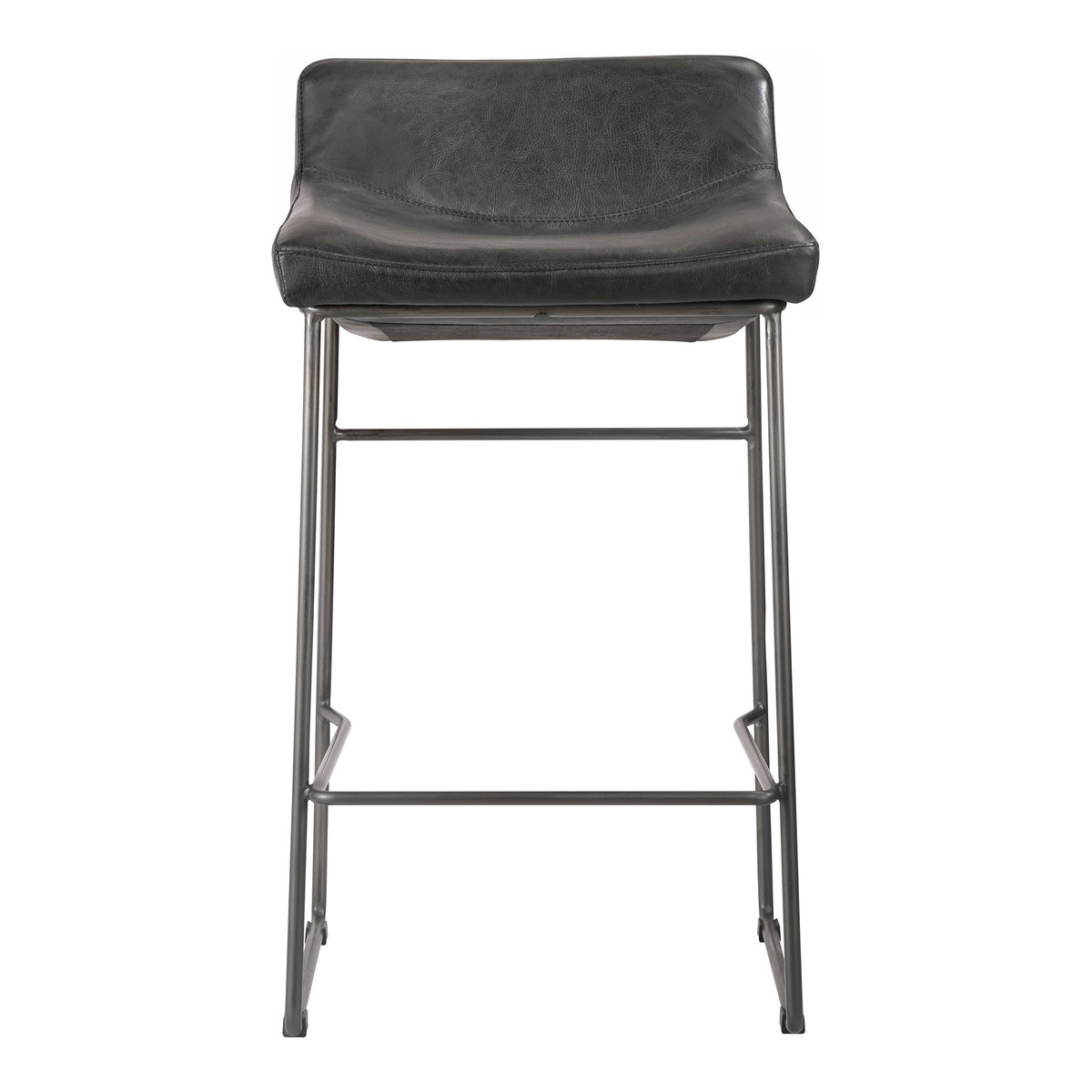 Starlet Counter Stool Onyx Black Leather - Set Of Two, Counter & Bar Stool by Moe's Home, 17" width x 32" height x 20" depth View 4