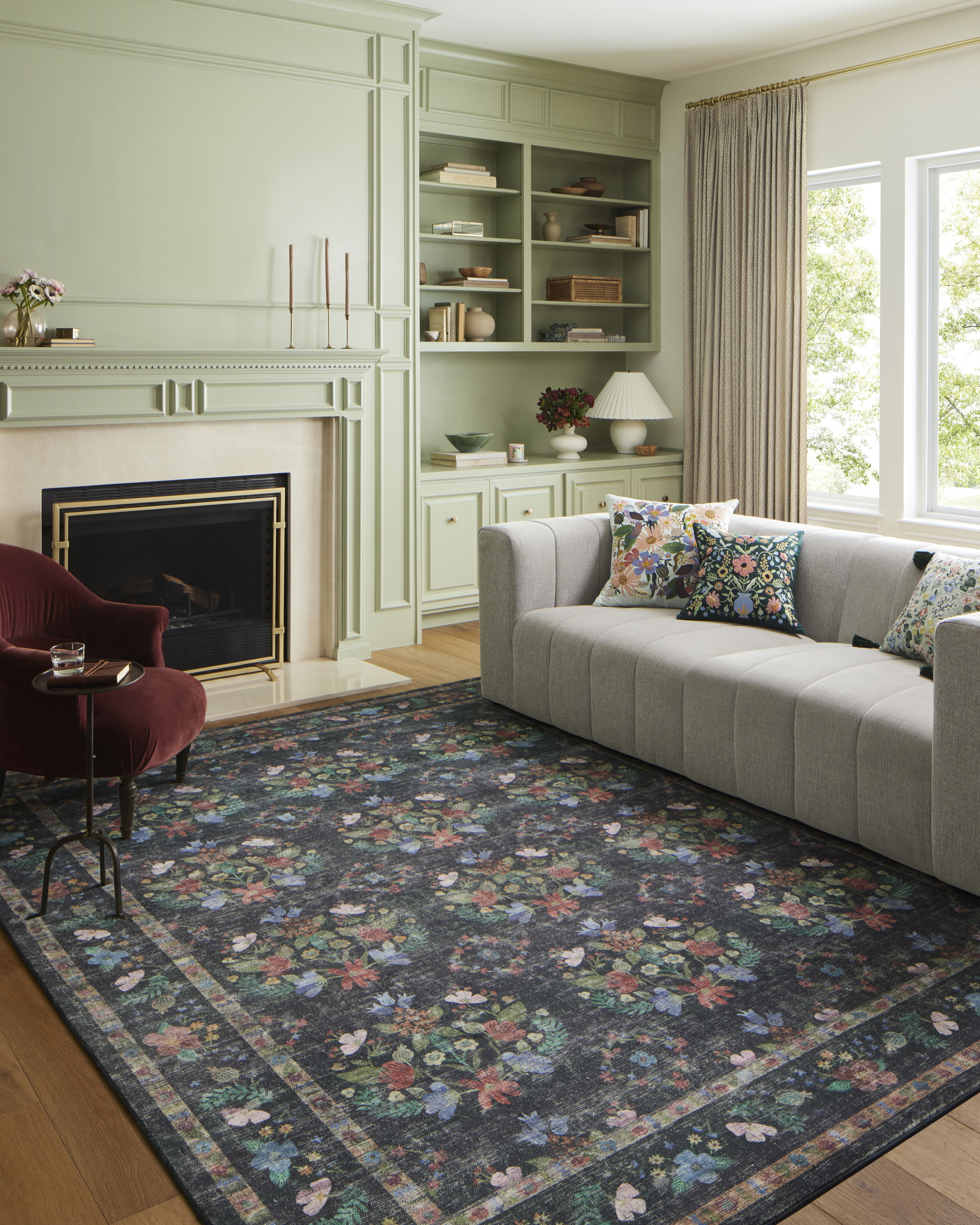 Rifle Paper Co. x Loloi Pillows Pillow, Decorative Pillow, 18" length x 18" width View 2