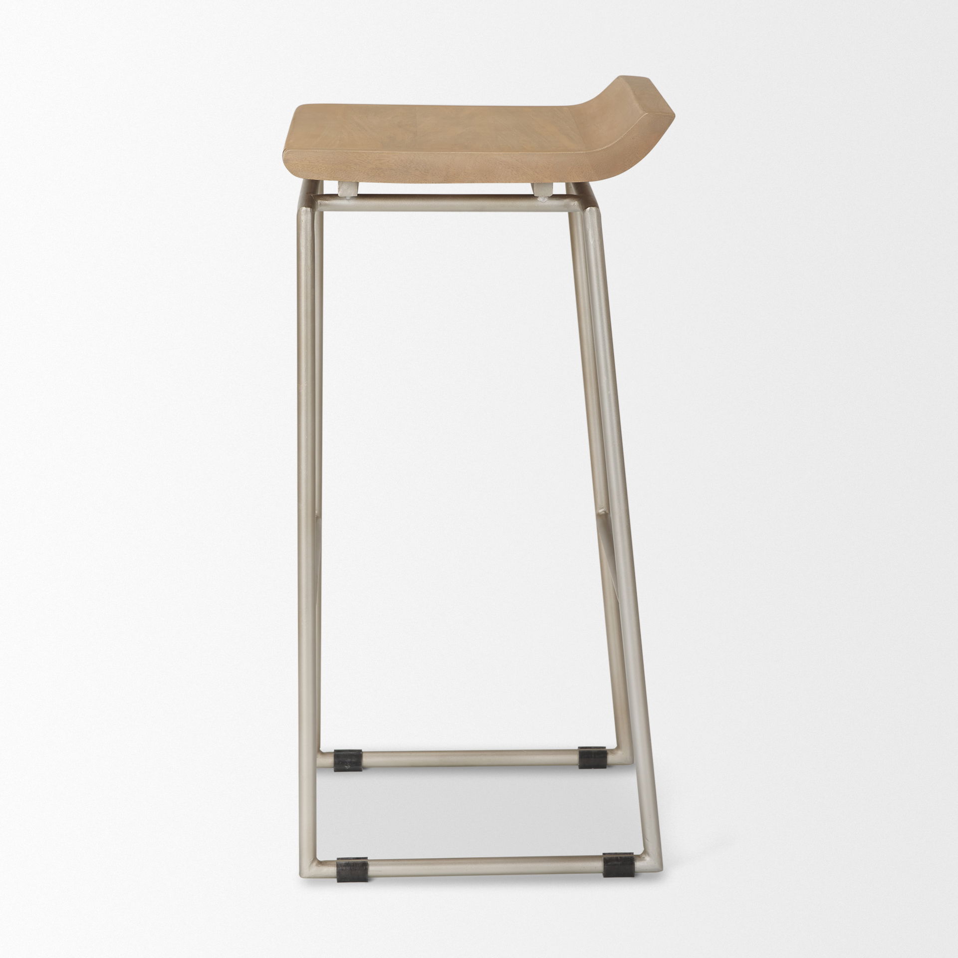 Givens 14.0L x 15.8W x 31.8H Brown Wood with Silver Metal Frame Barstool large image 