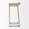 Givens 14.0L x 15.8W x 31.8H Brown Wood with Silver Metal Frame Barstool thumbnail 3