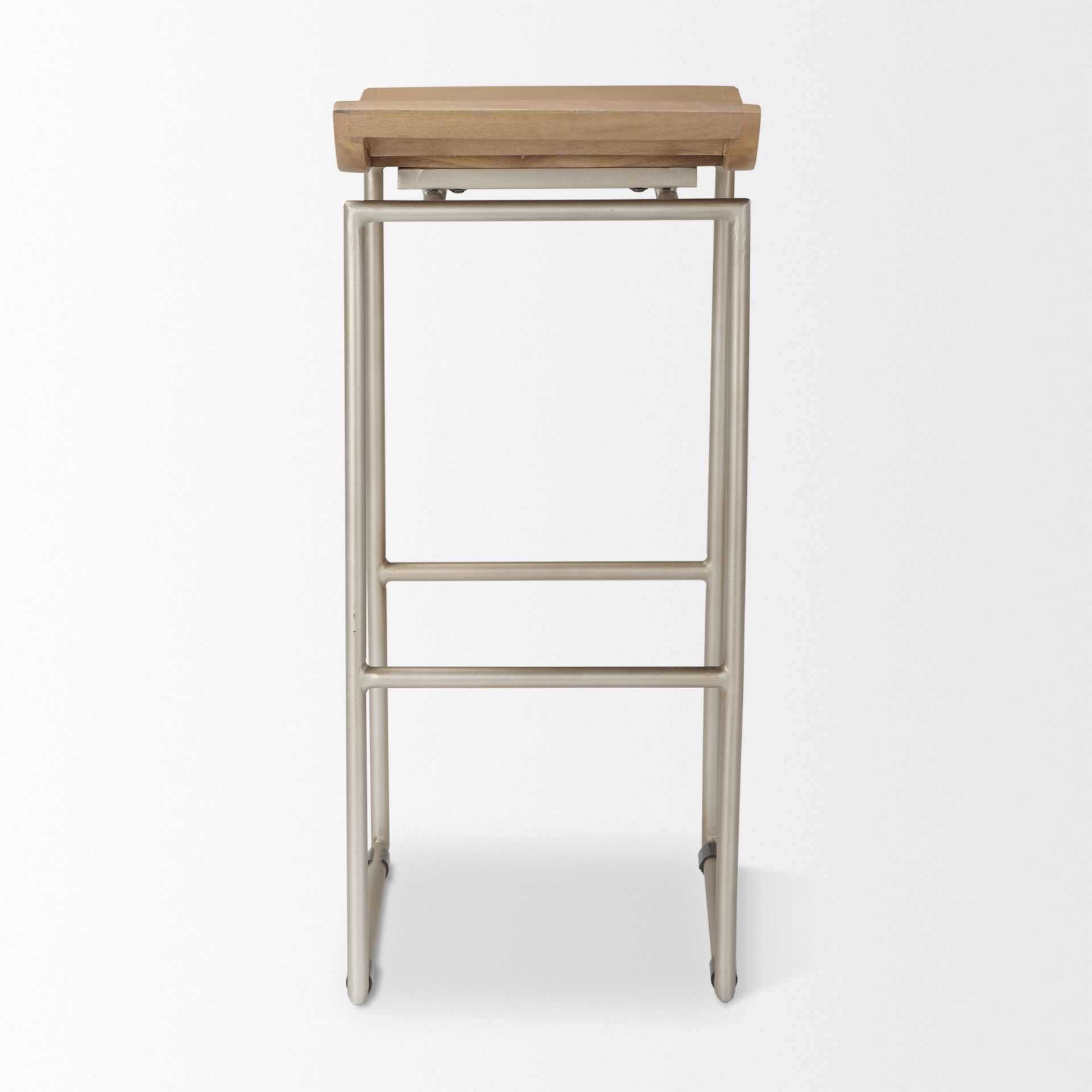 Givens 14.0L x 15.8W x 31.8H Brown Wood with Silver Metal Frame Barstool large image 