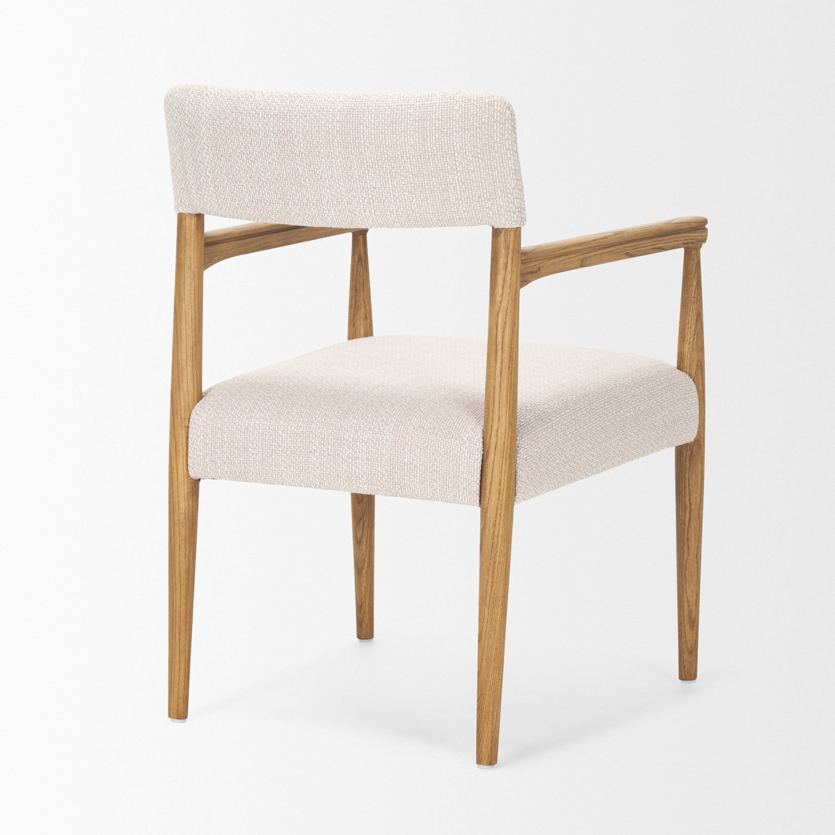 Toni Curved Back Dining Side Chair | Cream Fabric with Light Brown Wood, Dining Chair by Mercana, 22.44" length x 24.61" width x 33.66" height View 8
