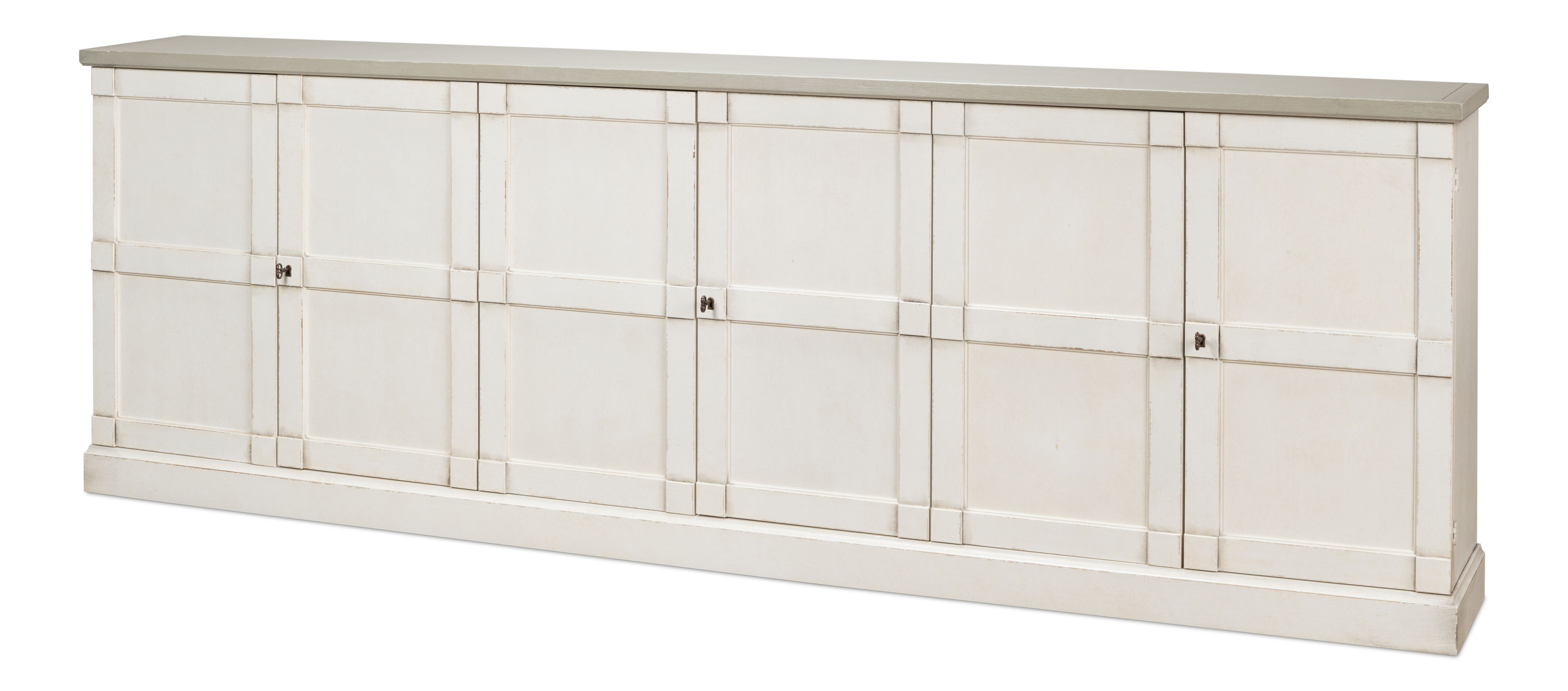 Luciana 6 Wood Dr Buffet,112',Wh/Wh,G.Qz, Cabinets & Sideboard by Sarreid, 112" length x 15" width x 38" height View 1