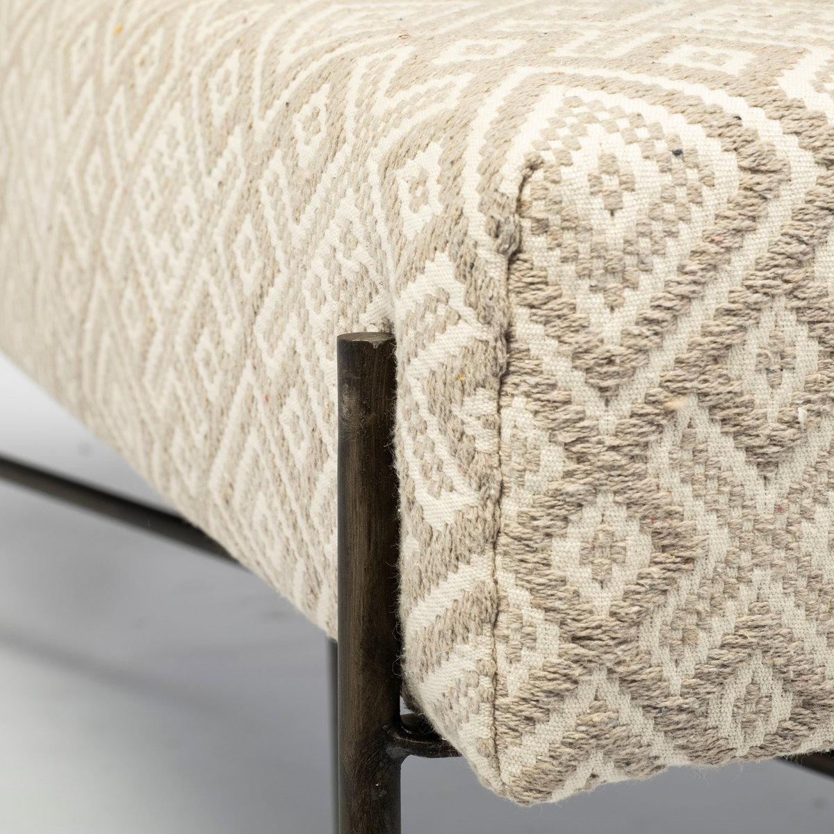 Avery II 55L x 17W Off White Upholstered Seat With Metal Base Accent Bench, Benche by Mercana, 55" length x 17" width x 18" height View 9