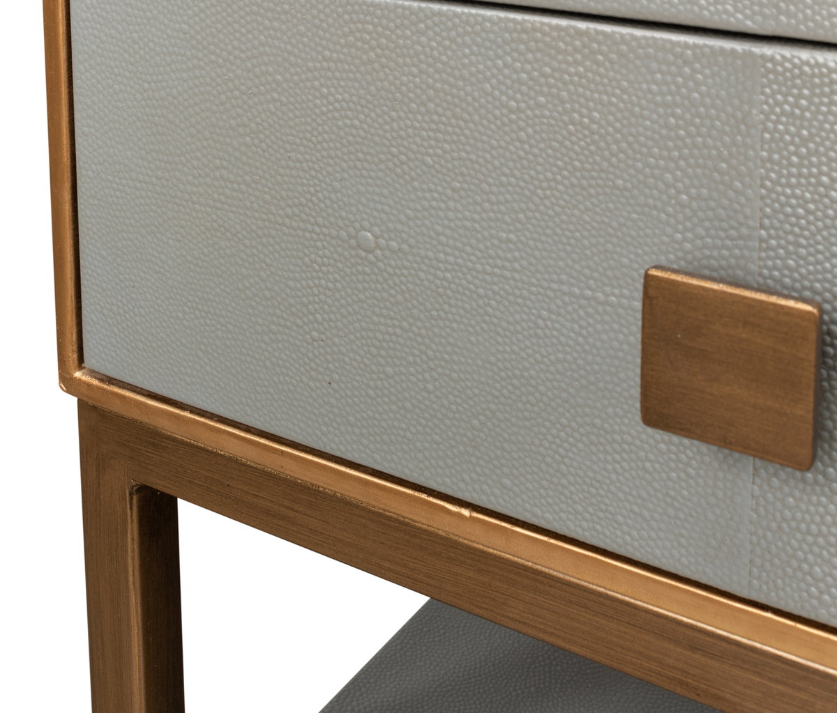 Gillian Two Drawer Nightstand  Storm Gry, by Sarreid, 1'3" length x 1'6" width x 2'1" height View 5