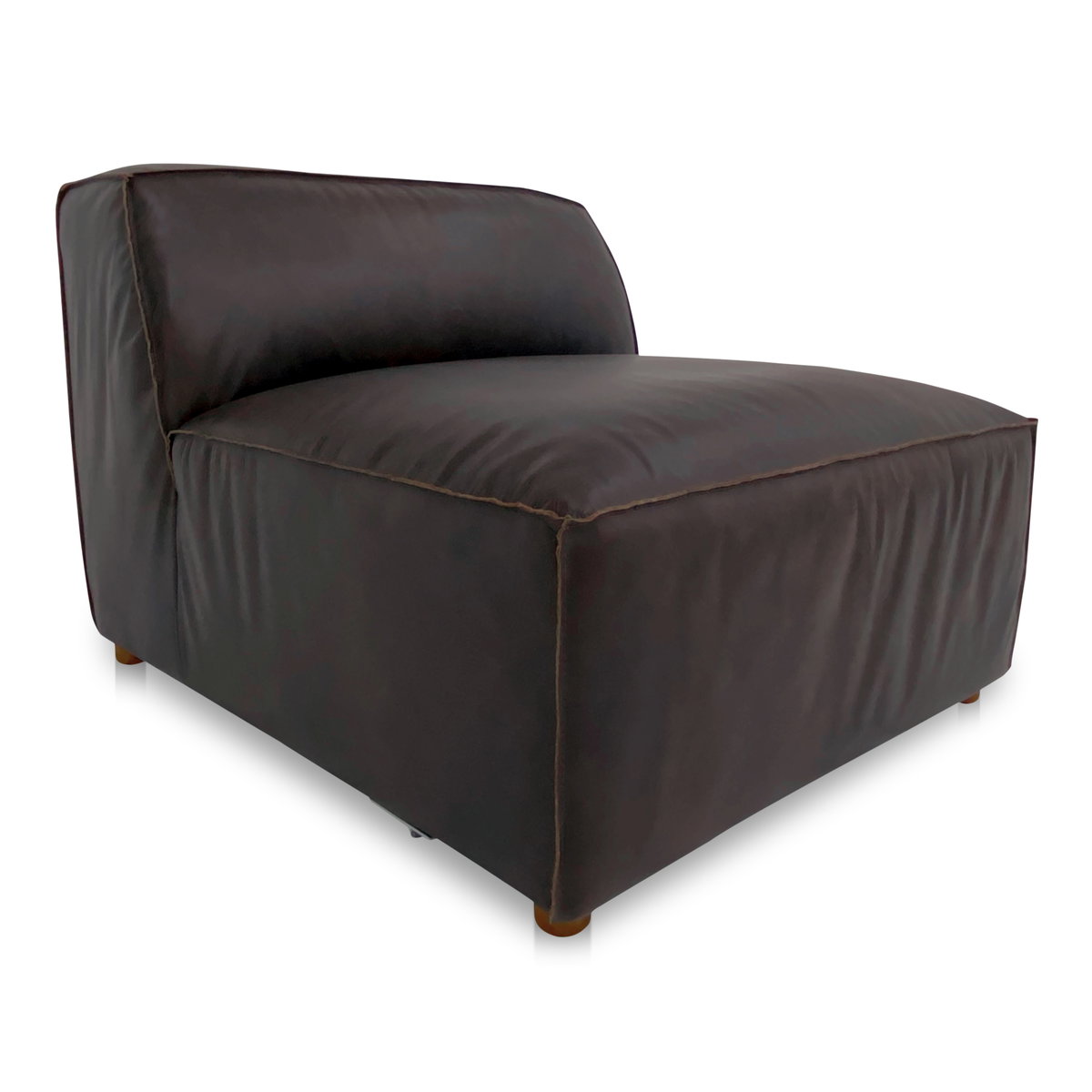 Form Slipper Chair Espresso Brown Leather, Accent Chair by Moe's Home, 31" width x 26" height x 40.5" depth View 2