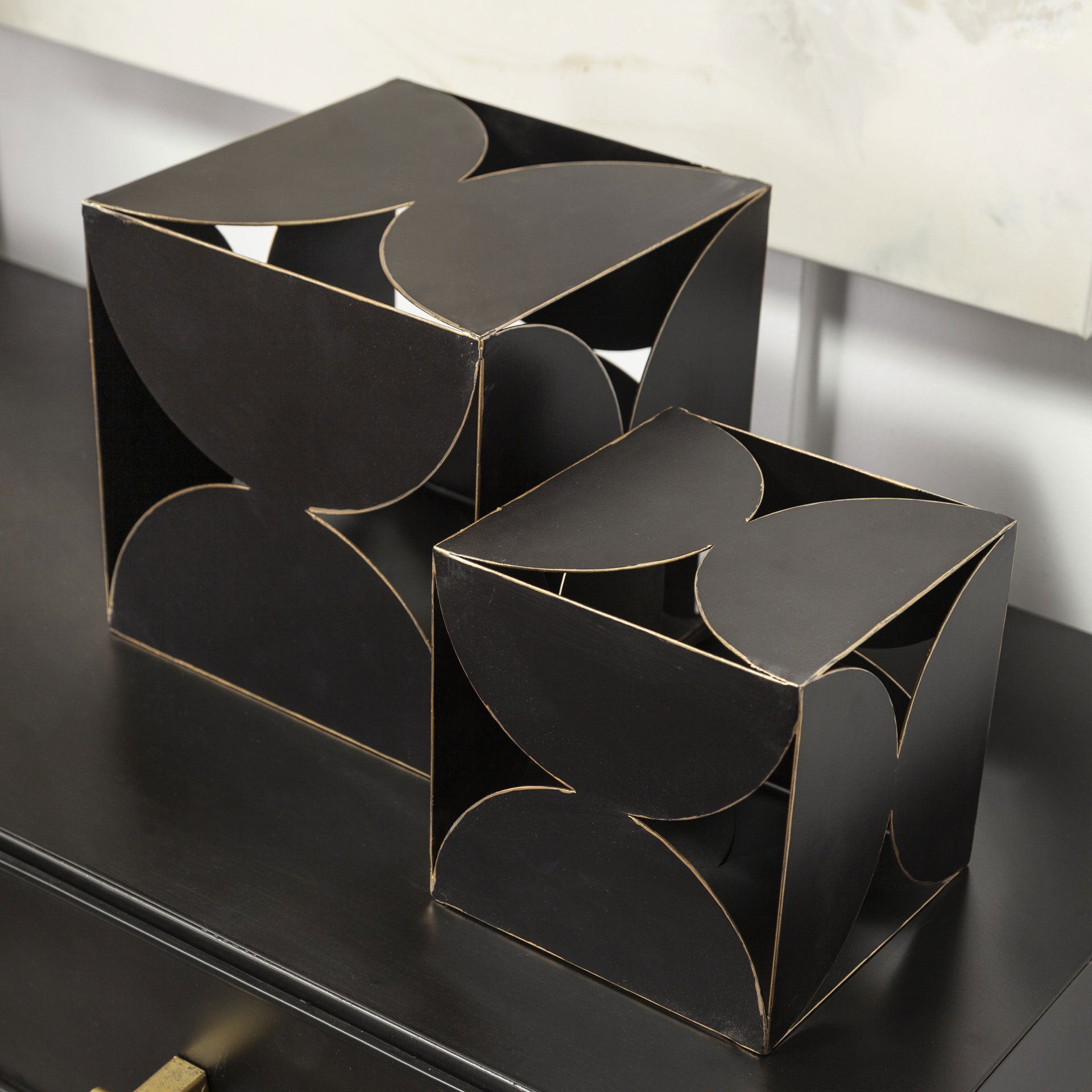 Darren (Small) 6L x 6W Black Metal Decorative Cube, Decorative Object by Mercana, 6.1" length x 6.1" width x 6.1" height View 3