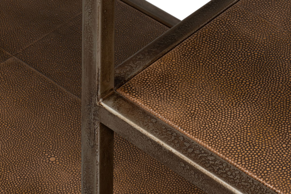 Cullum Shagreen Console  Tawny Brown, by Sarreid, 1'2" length x 5'11" width x 2'9" height View 7