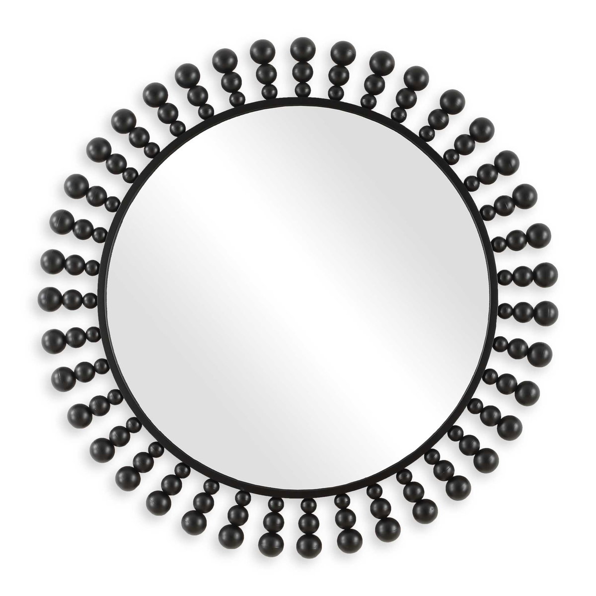 Aziel Round Black Mirror, by Uttermost, 44" width x 44" height x 2.25" depth View 1