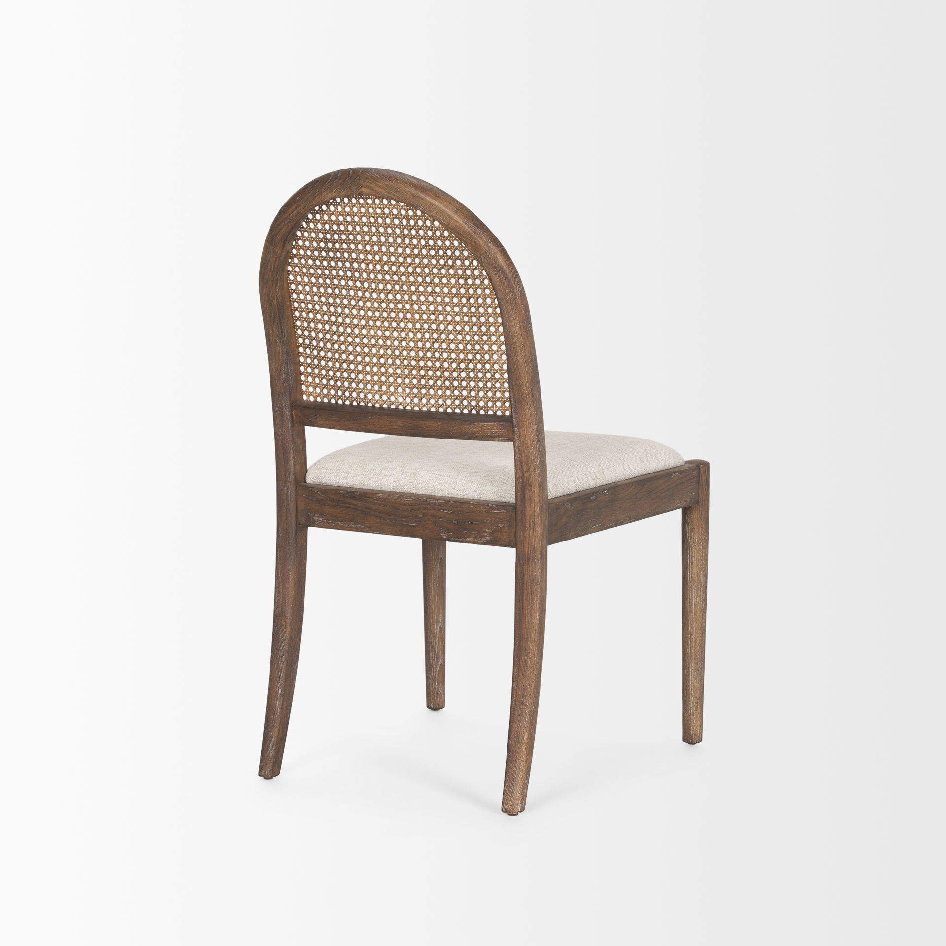 Elle Rounded Caneback Medium Brown Wood with Oatmeal Fabric Dining Chair large image 