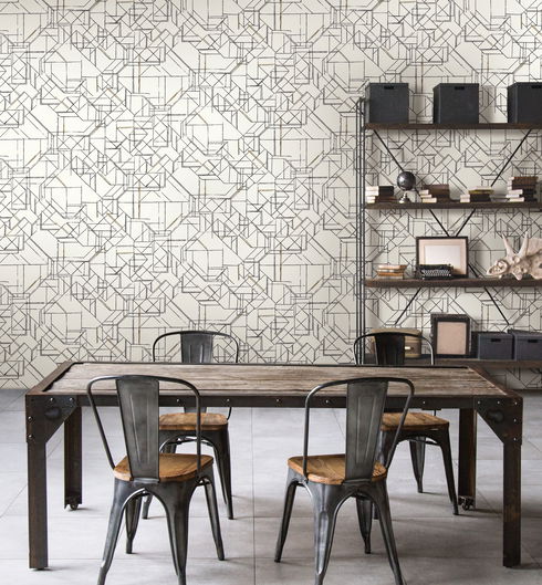Prism Schematics Black & Gold Peel & Stick Wallpaper