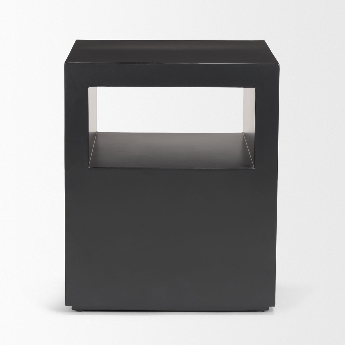 Vondra Matte Black Metal with Open Shelves Side table, Side & End Table by Mercana, 18" length x 18" width x 21.75" height View 4