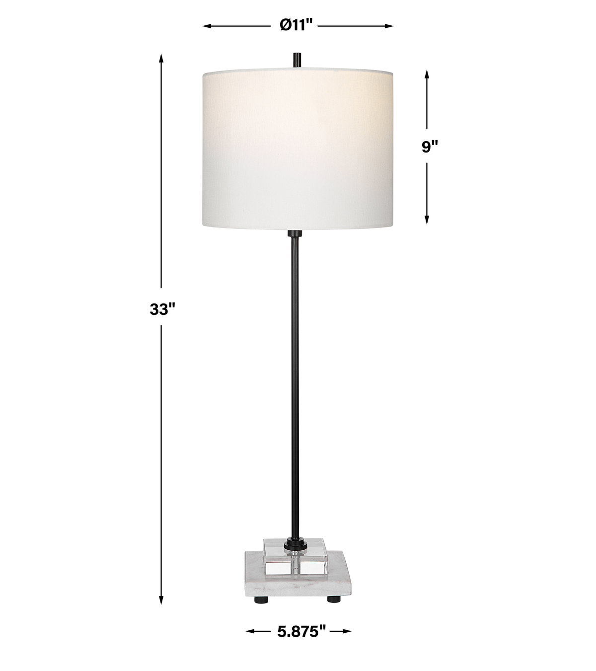 Ciara Sleek Buffet Lamp, by Uttermost, 11" width x 33" height x 11" depth View 3