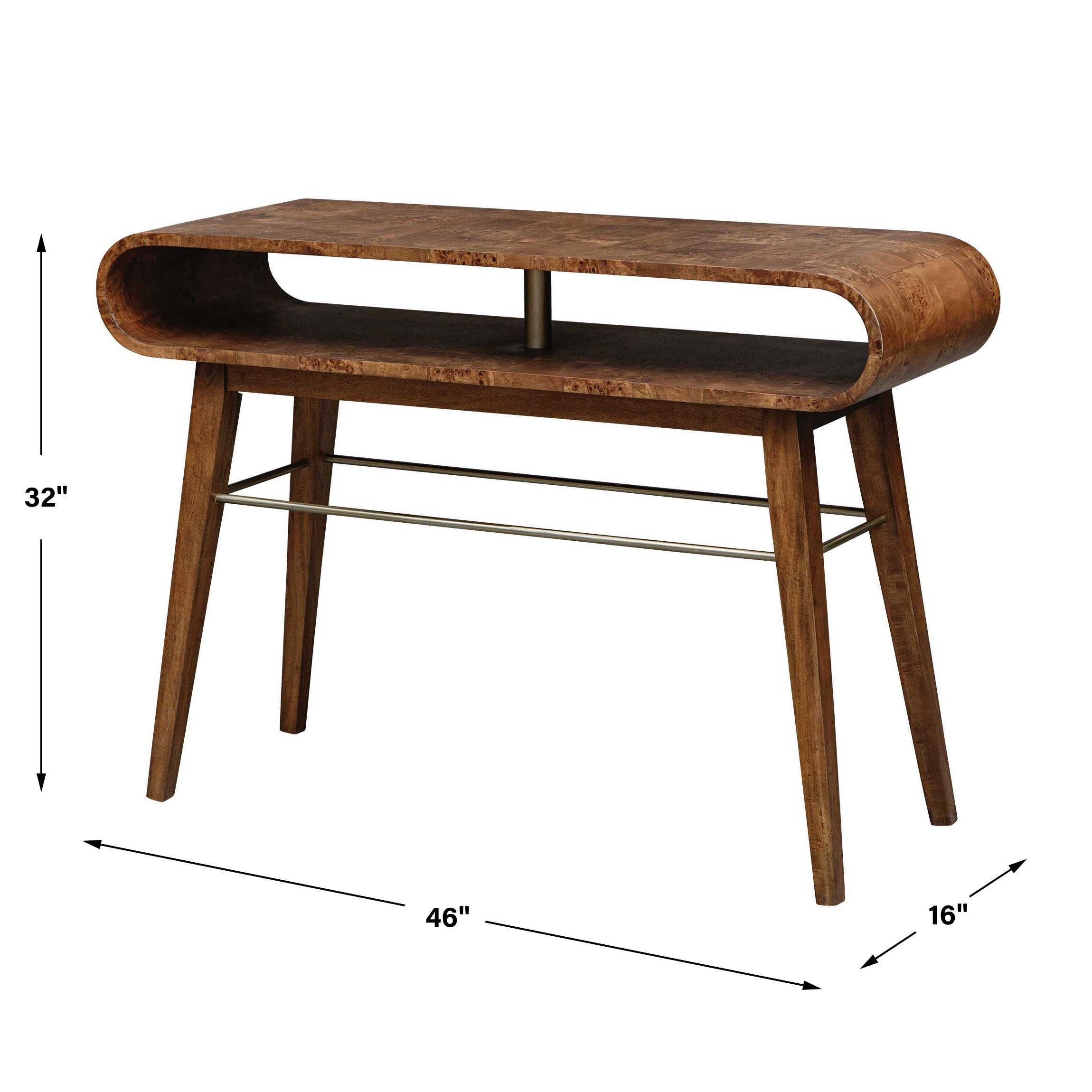 Ledger Mid-Century Console Table, Furniture by Uttermost, 46" width x 32" height x 16" depth View 3