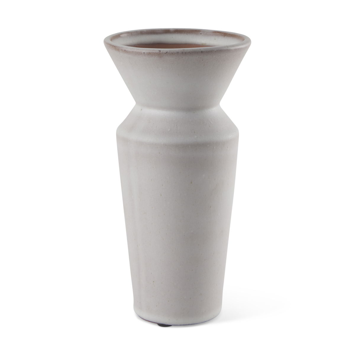 Esme  Whitewashed Ceramic Vase, by Mercana, 4.53" length x 4.53" width x 10.43" height View 1