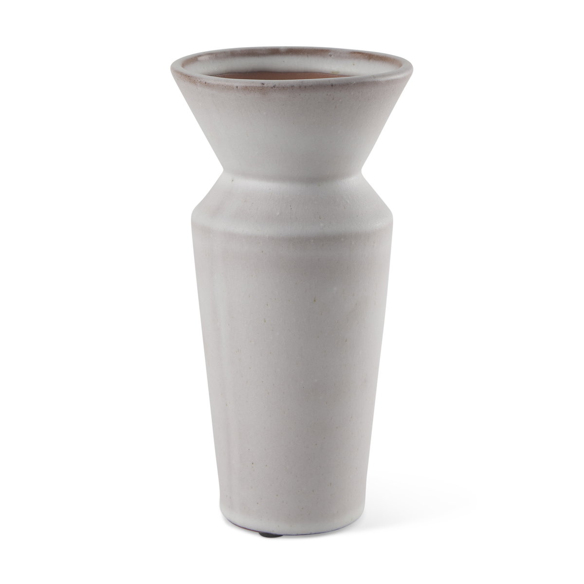 Esme  Whitewashed Ceramic Vase, by Mercana, 4.53" length x 4.53" width x 10.43" height View 1