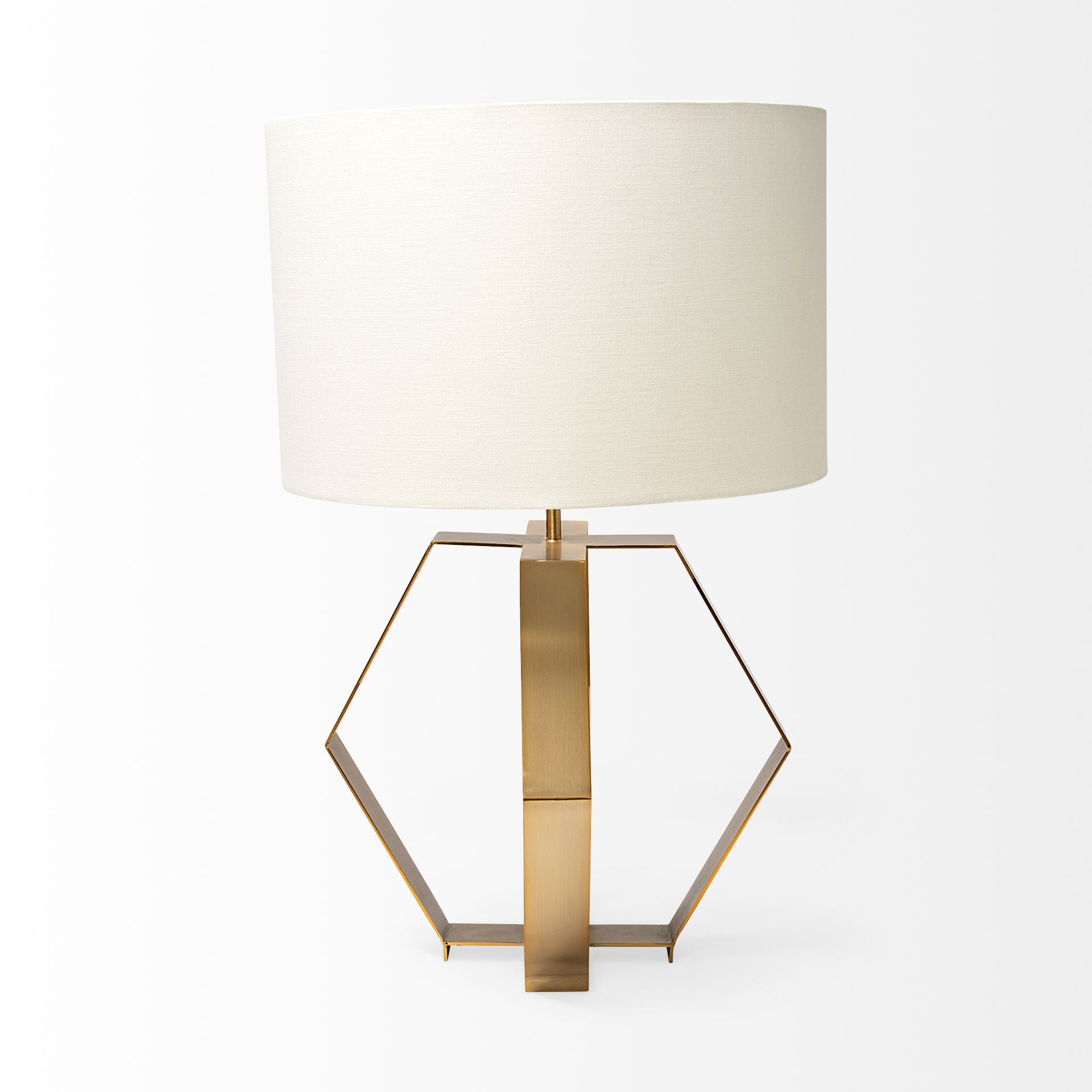 Edwards (26'H) Gold Metal Base with Cream Fabric Shade Table Lamp, by Mercana, 17" length x 17" width x 26.5" height View 6