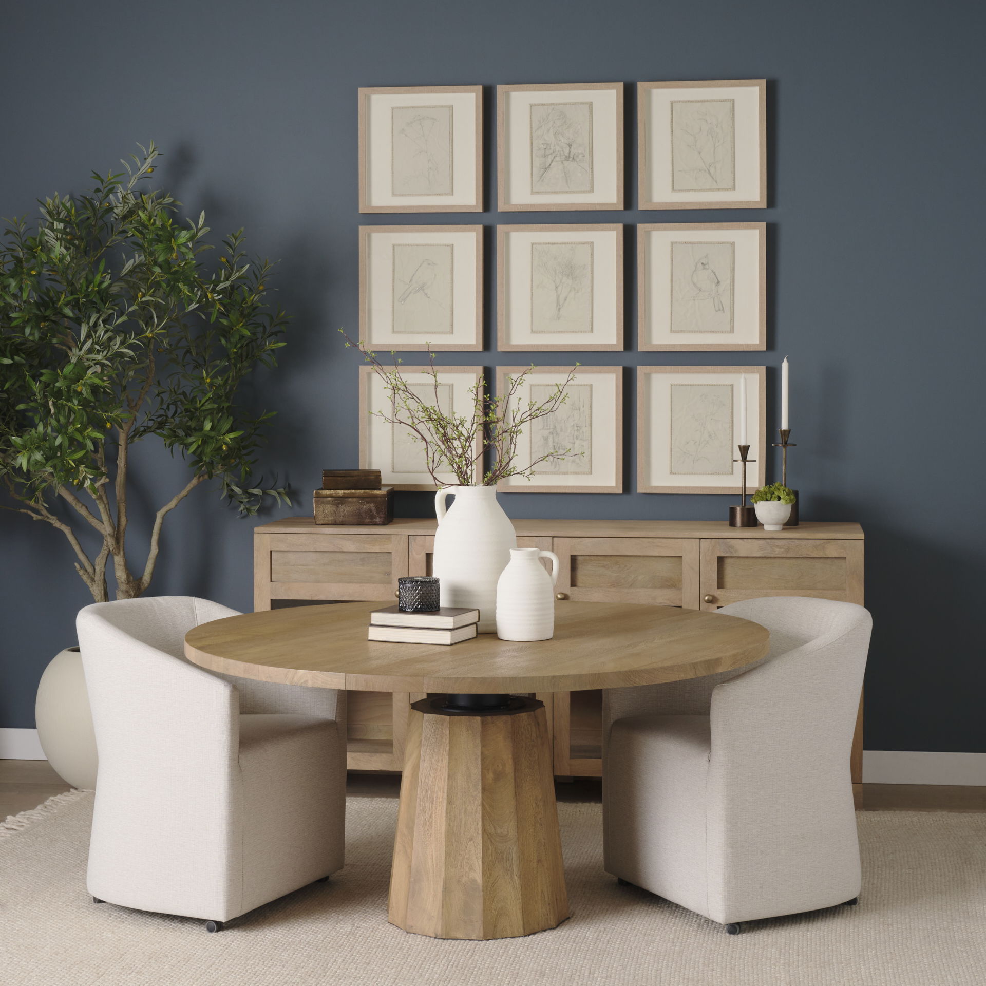 Suri Light Brown Wood with Glass Doors Sideboard large image 