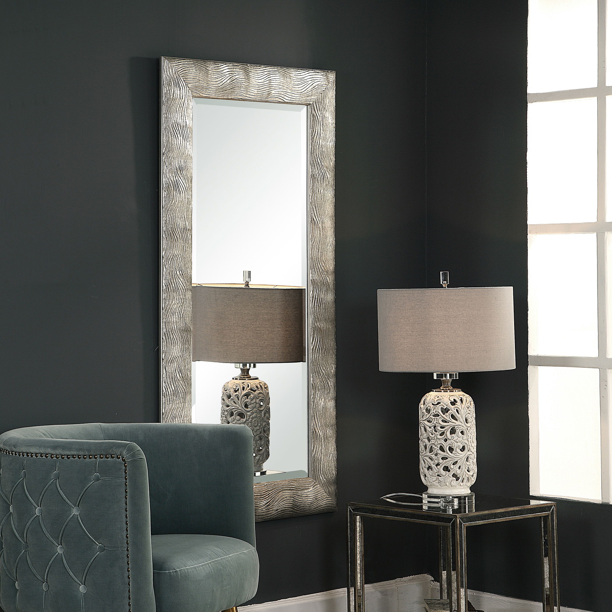 Maeona Metallic Silver Mirror large image 