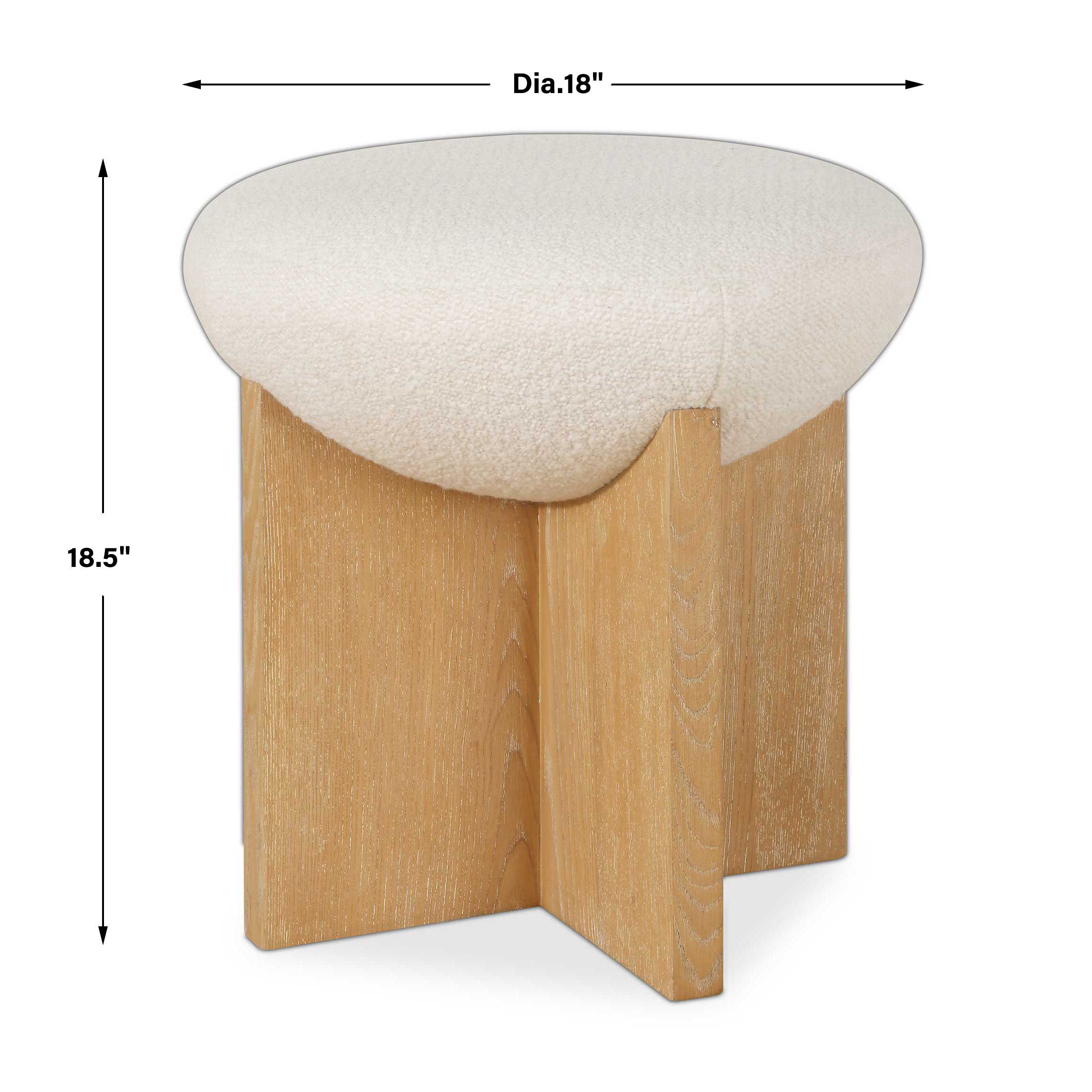 Lainie Minimalist Accent Stool, Furniture by Uttermost, 18" width x 18.5" height x 18" depth View 3