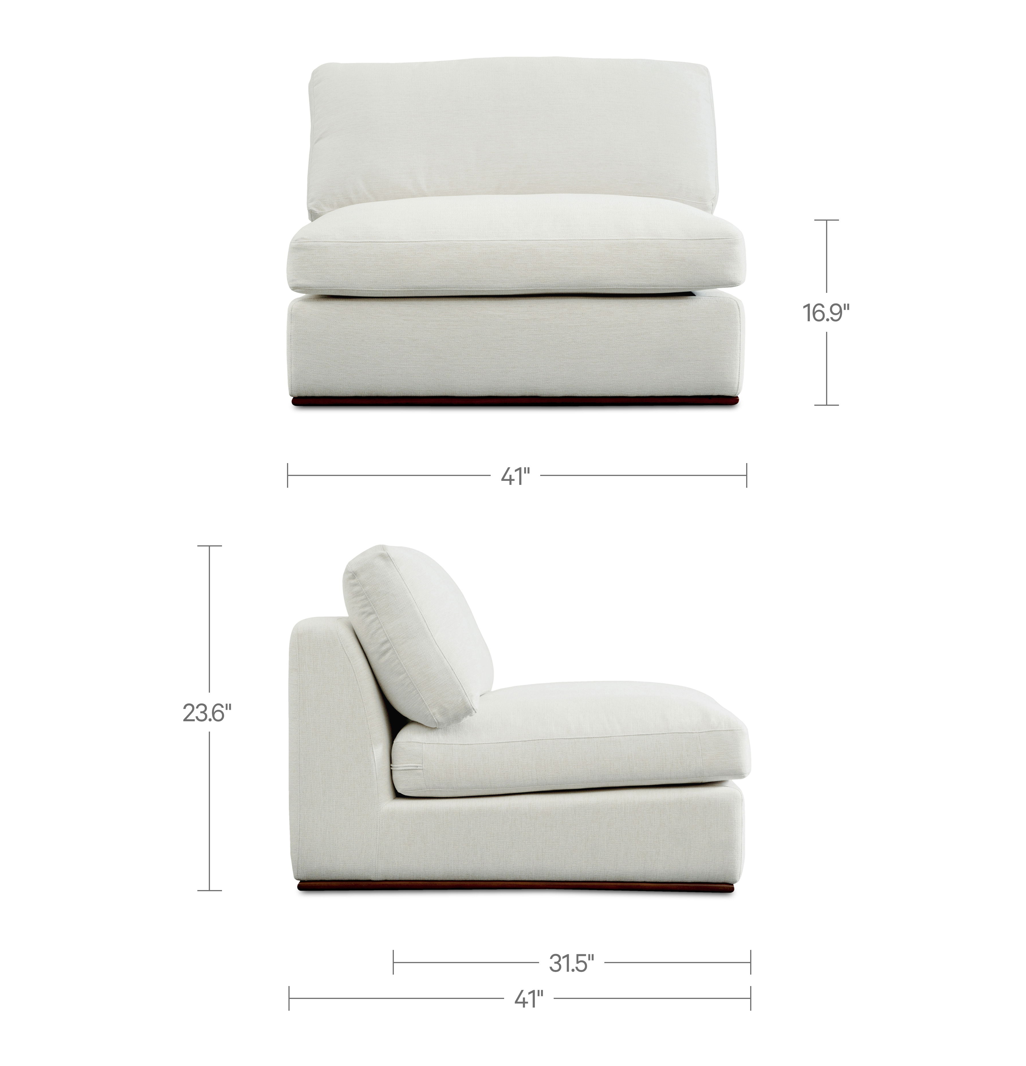 Rue Slipper Chair Off White, Accent Chair by Moe's Home, 41" width x 23.6" height x 41" depth View 11