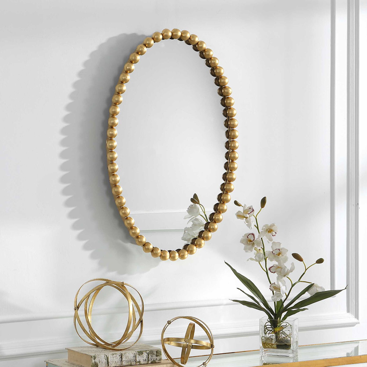 Serna Gold Oval Mirror, by Uttermost, 1'8" width x 2'6" height x 1.75" depth View 4