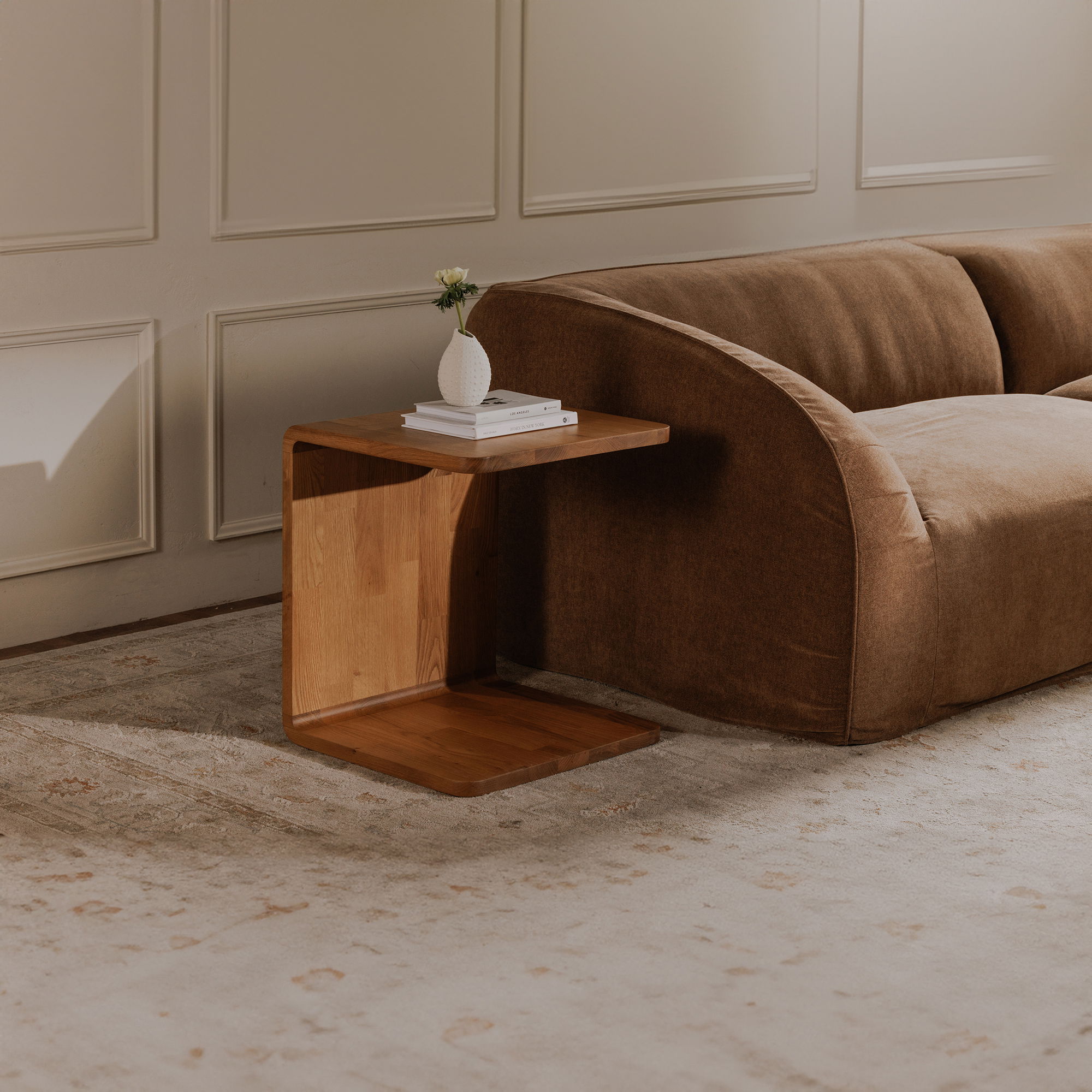 Carrie Side Table Natural Oak, Side & End Table by Moe's Home, 20.5" width x 22.7" height x 18.5" depth View 8