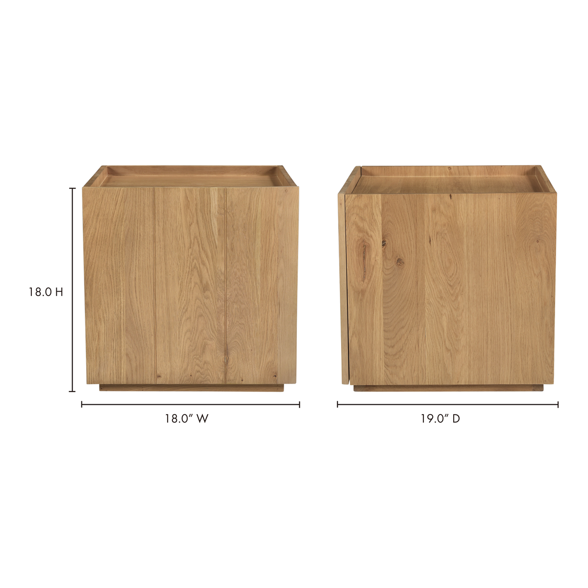 Plank Nightstand Natural, by Moe's Home, 18" width x 18" height x 19" depth View 11